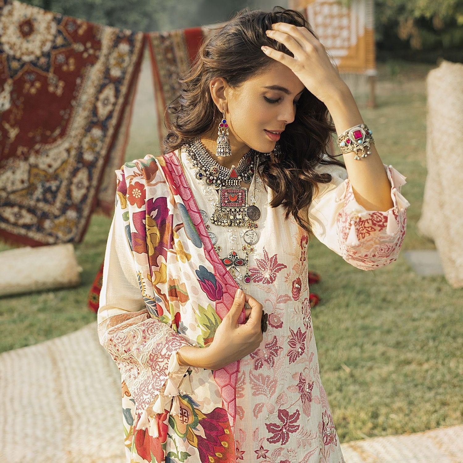 Maya by Nureh Embroidered Khaddar Winter Collection (with Shawl) – PARIZAAD NW-01 - Image 2