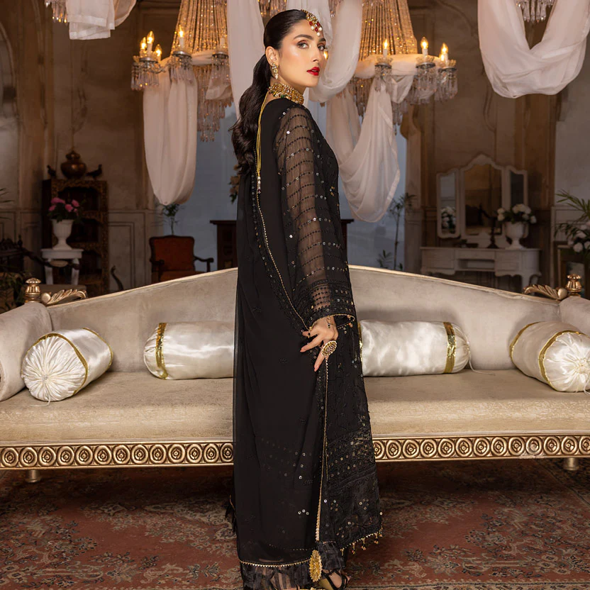 Merakish Luxury Embroidered Chiffon Collection – Black Orchid - Image 2