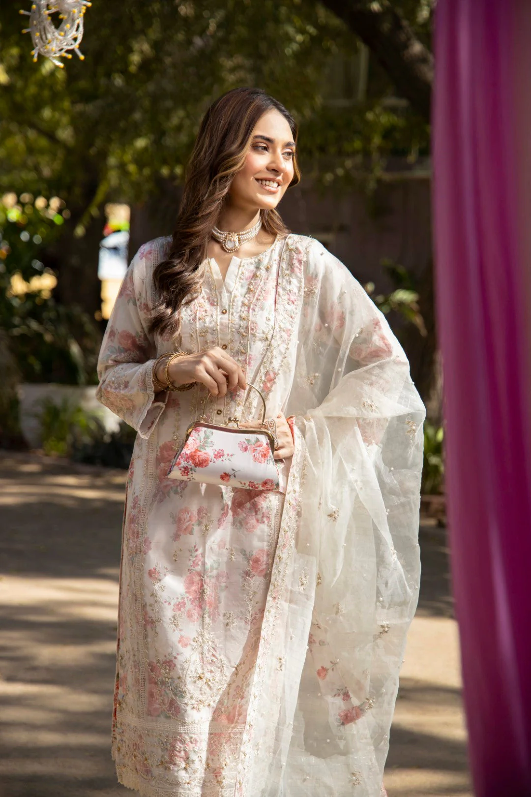 Miraas Semi-Stitched Festive Formals with Clutch – D-7 - Image 7
