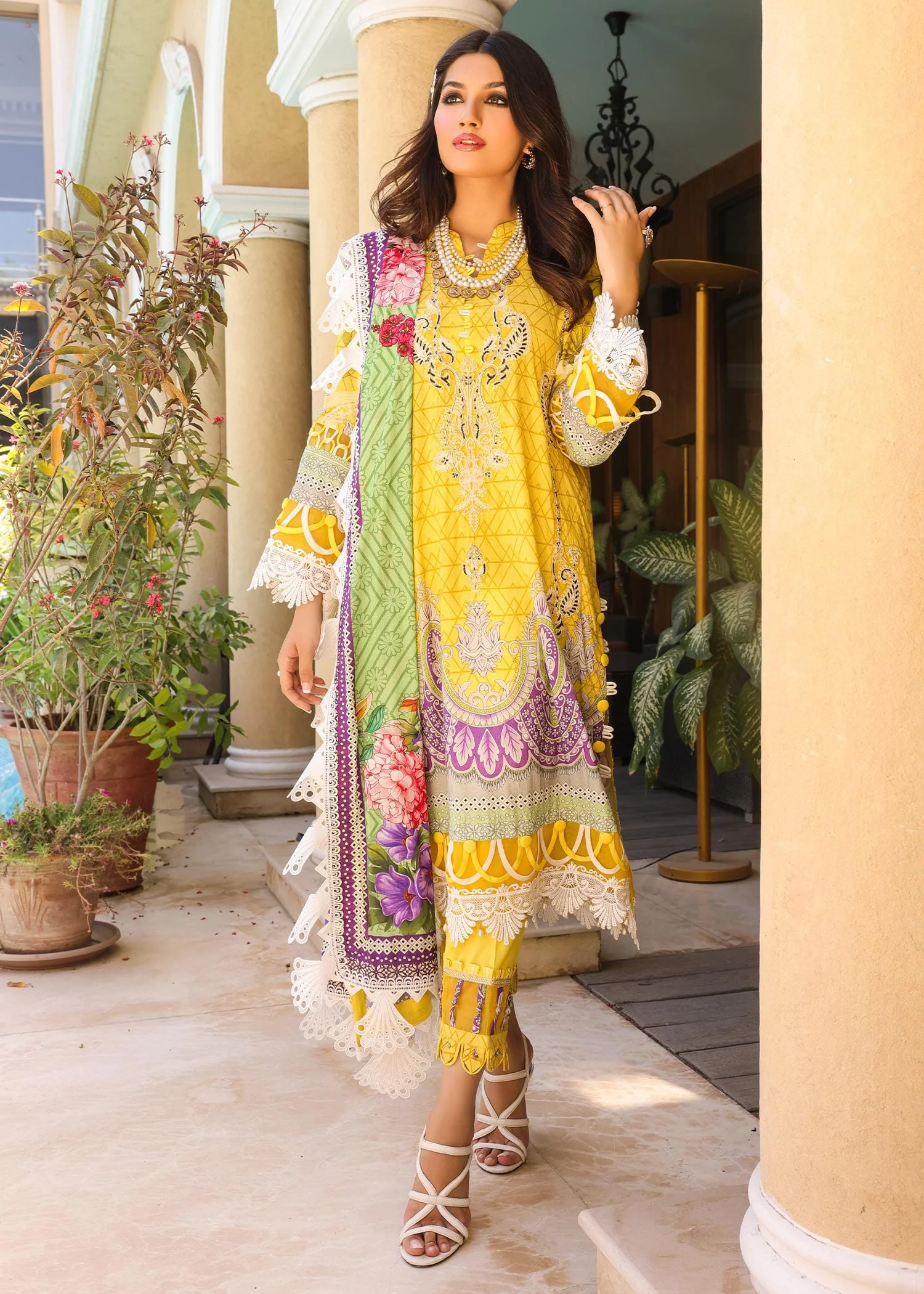 Naushad Imdad Luxury Lawn Collection – illuminating Yellow - NI-LL-002 - Image 4