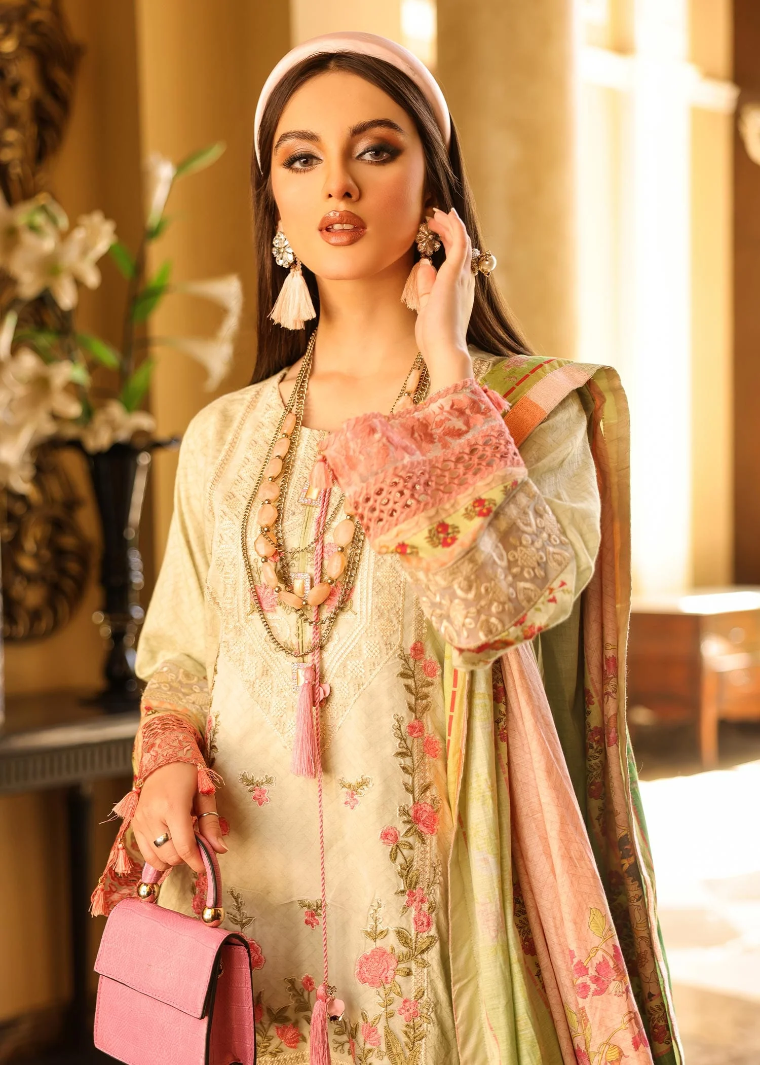 Naushad Imdad Luxury Lawn Collection 2022 – Lime Punch - NI-LL-009 - Image 6