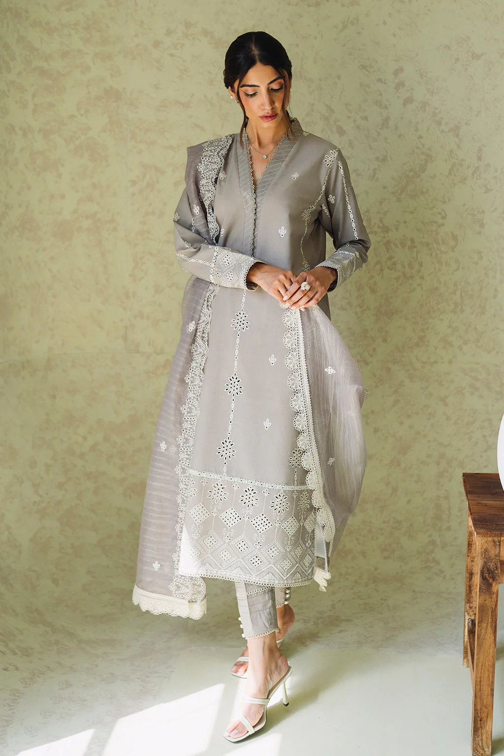 Neeshay Monochrome Lawn Series – Ash - Image 4