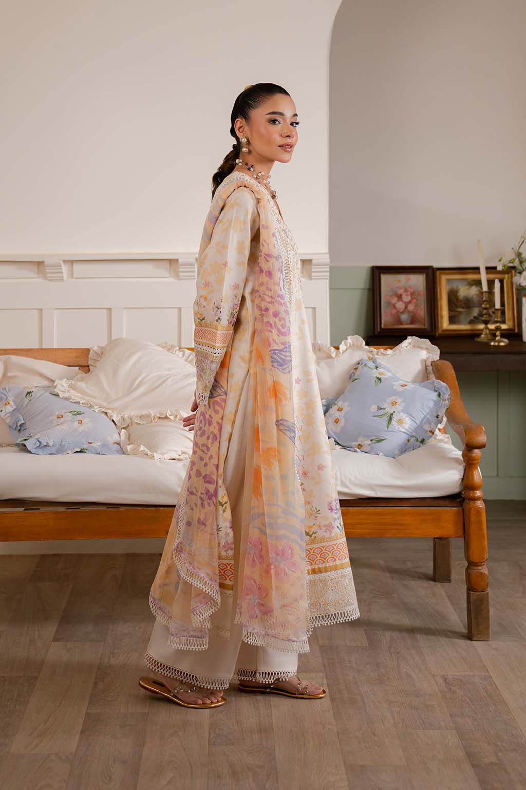 Neeshay Summer Lines Lawn Vol-II – HONEY PEARL - Image 3