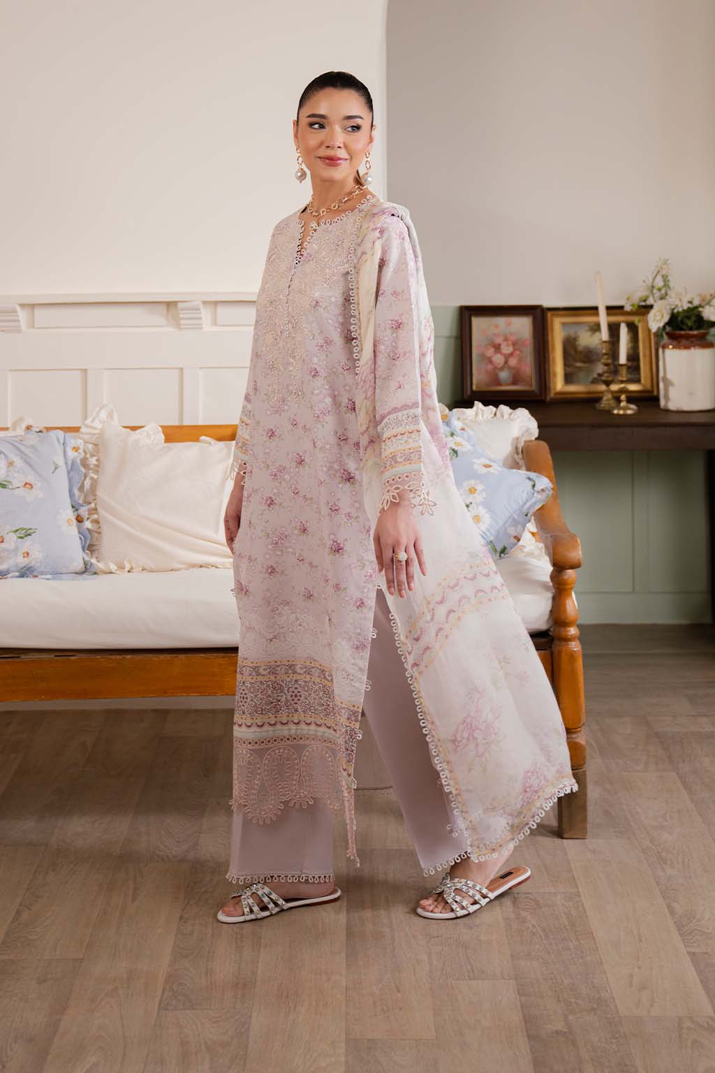 Neeshay Summer Lines Lawn Vol-II – LILAC MIST - Image 3