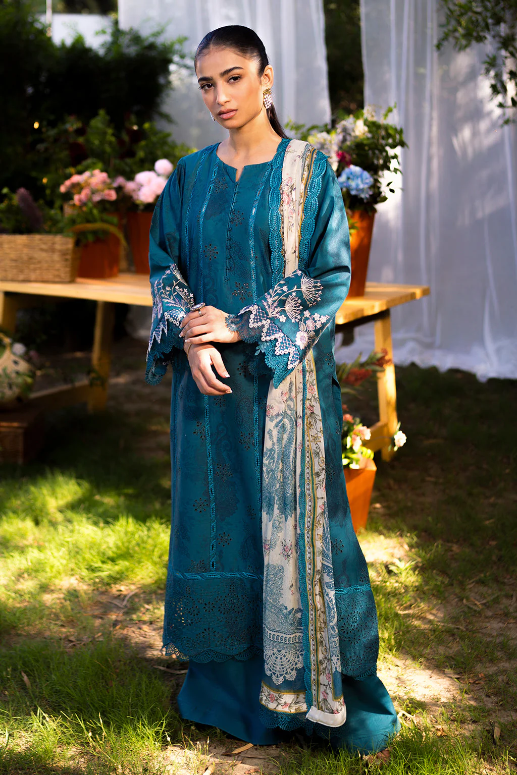 Neeshay Summer Lines Prinkari Lawn – LAGOON - Image 8