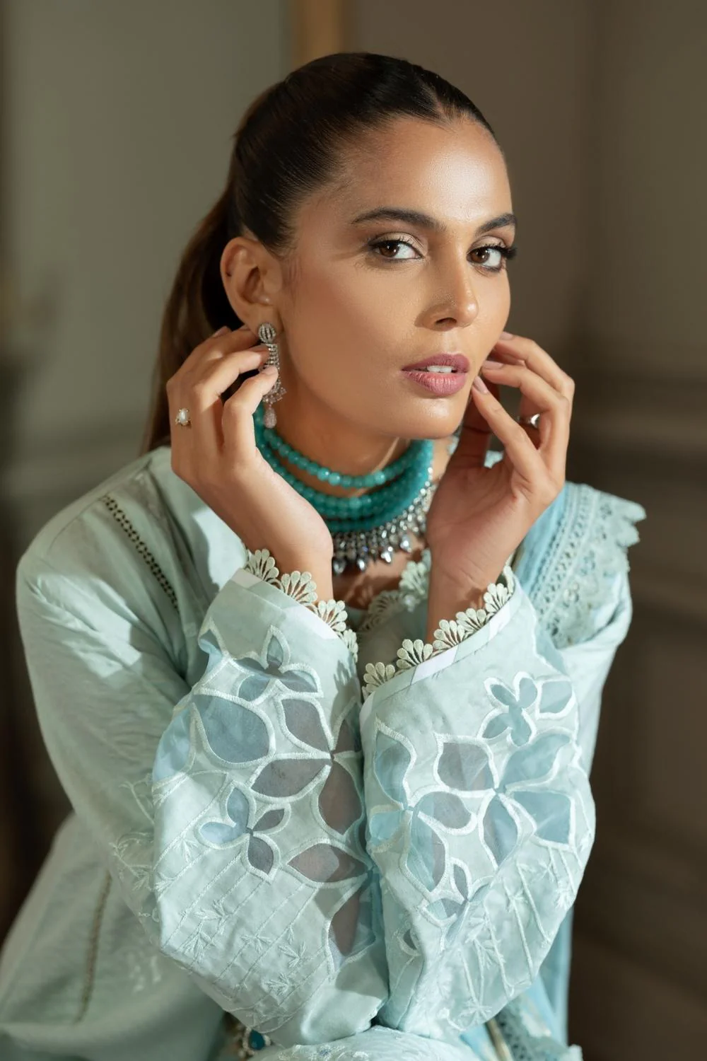 Nisa Hussain x Ittehad Luxury Lawn Collection 2022 – LF-NH1-003 - Image 5