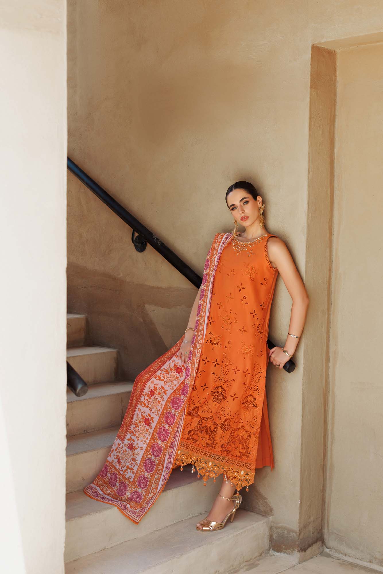 Noor by Saadia Asad Eid Handwork Laserkari Lawn – D11 - Image 6