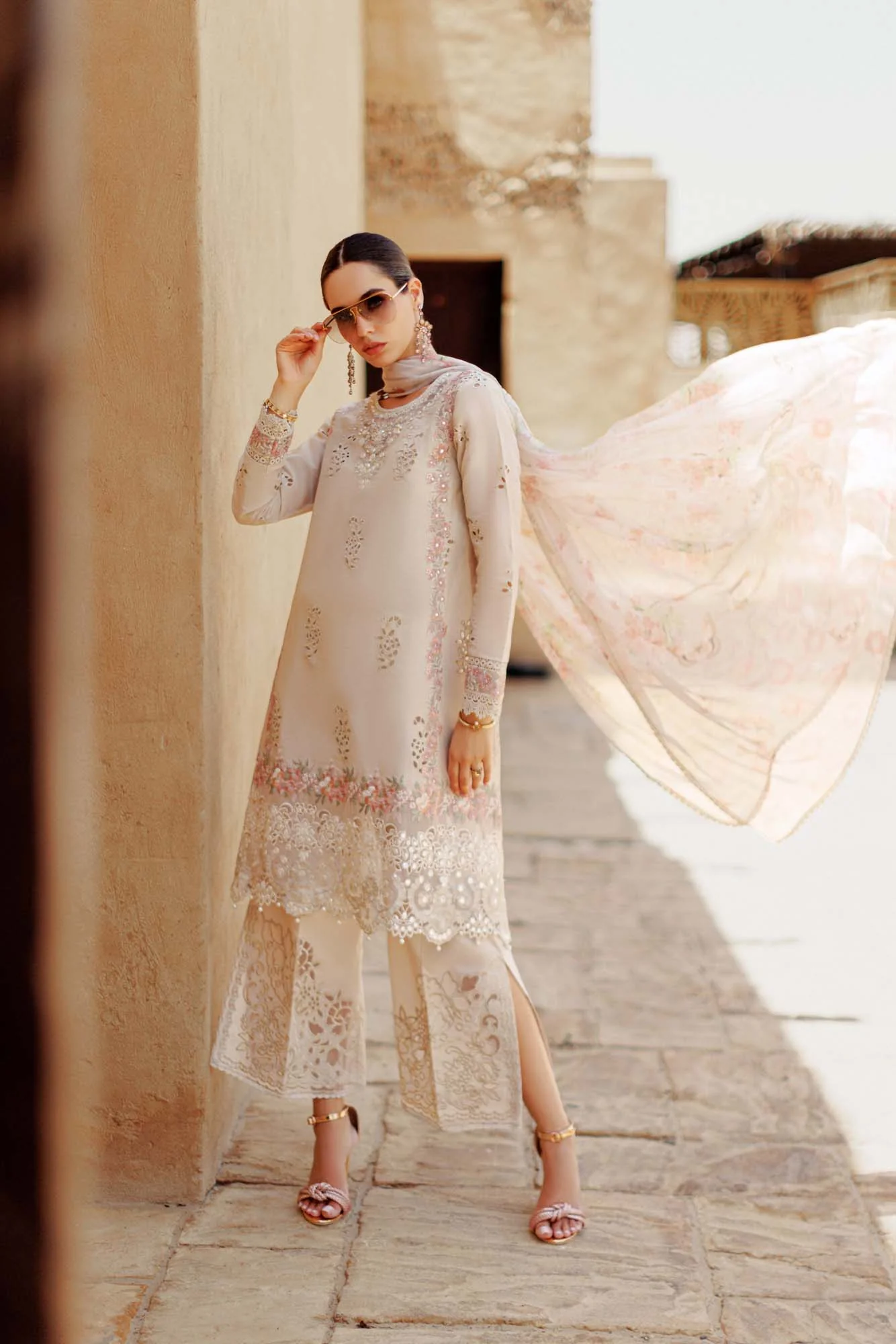 Noor by Saadia Asad Eid Handwork Laserkari Lawn – D2 - Image 8