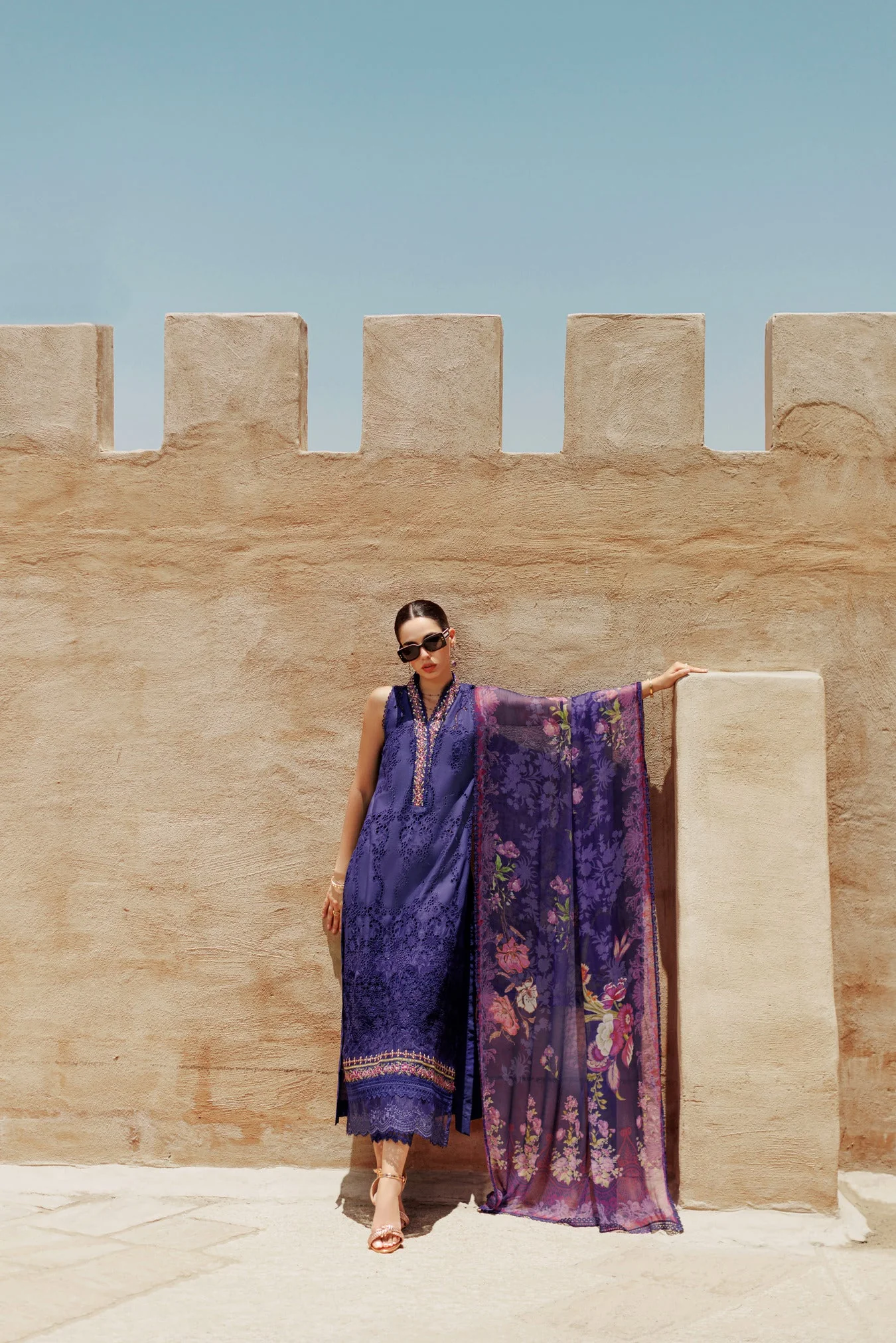 Noor by Saadia Asad Eid Handwork Laserkari Lawn – D3 - Image 3