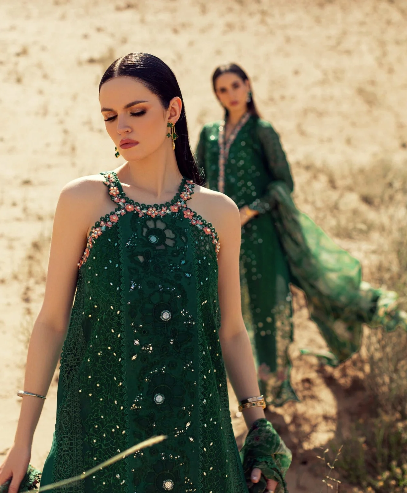 Noor by Saadia Asad Eid Handwork Laserkari Lawn – D8 - Image 3