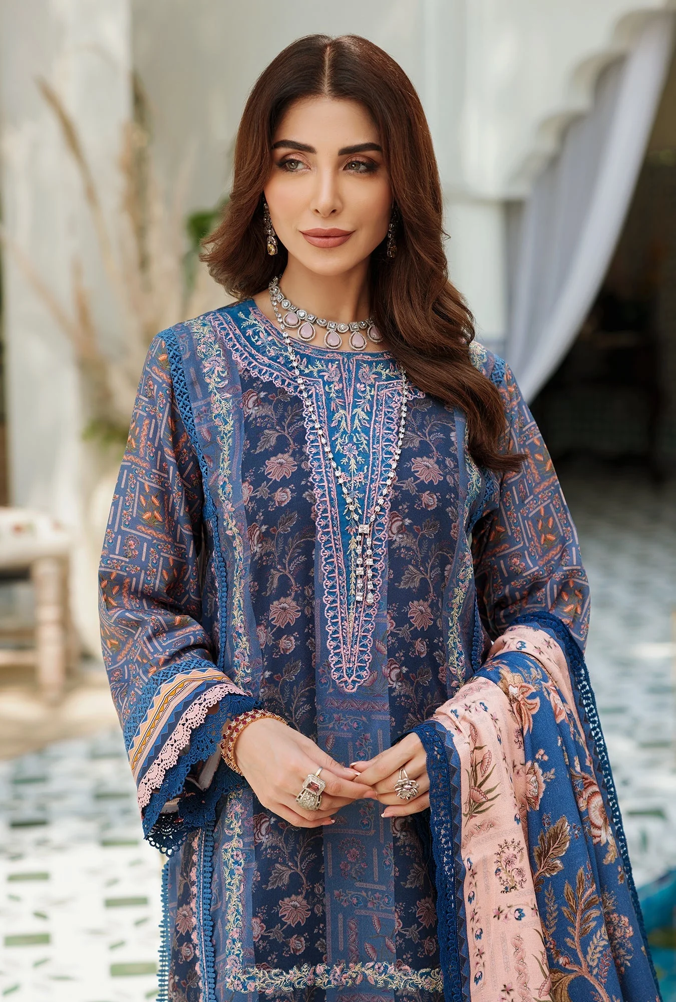 Noor by Saadia Asad Embroidered Prints Woolen Shawl Collection – D2-B-EVELYN - Image 2