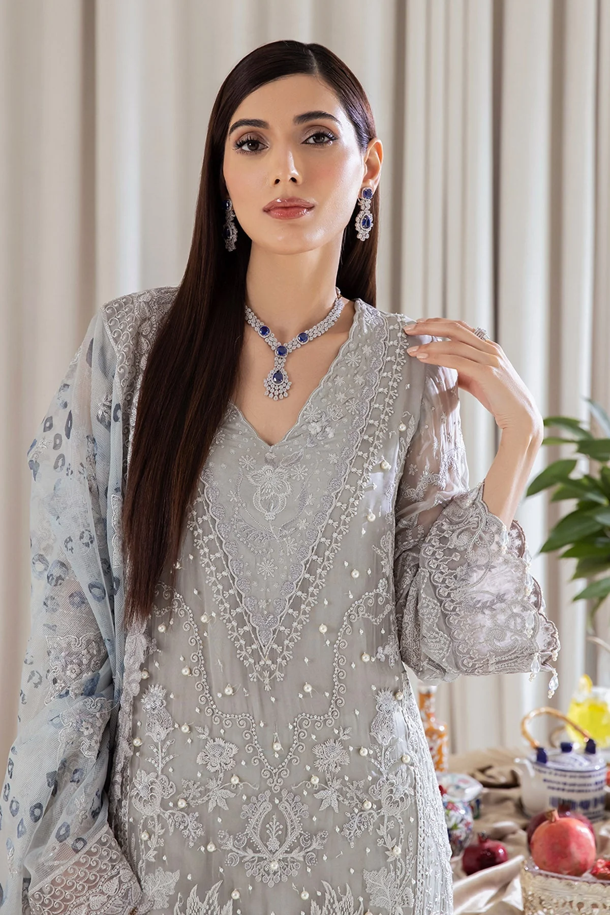 Nureh Elanora Luxury Chiffon Collection – Silver Marlin - Image 4