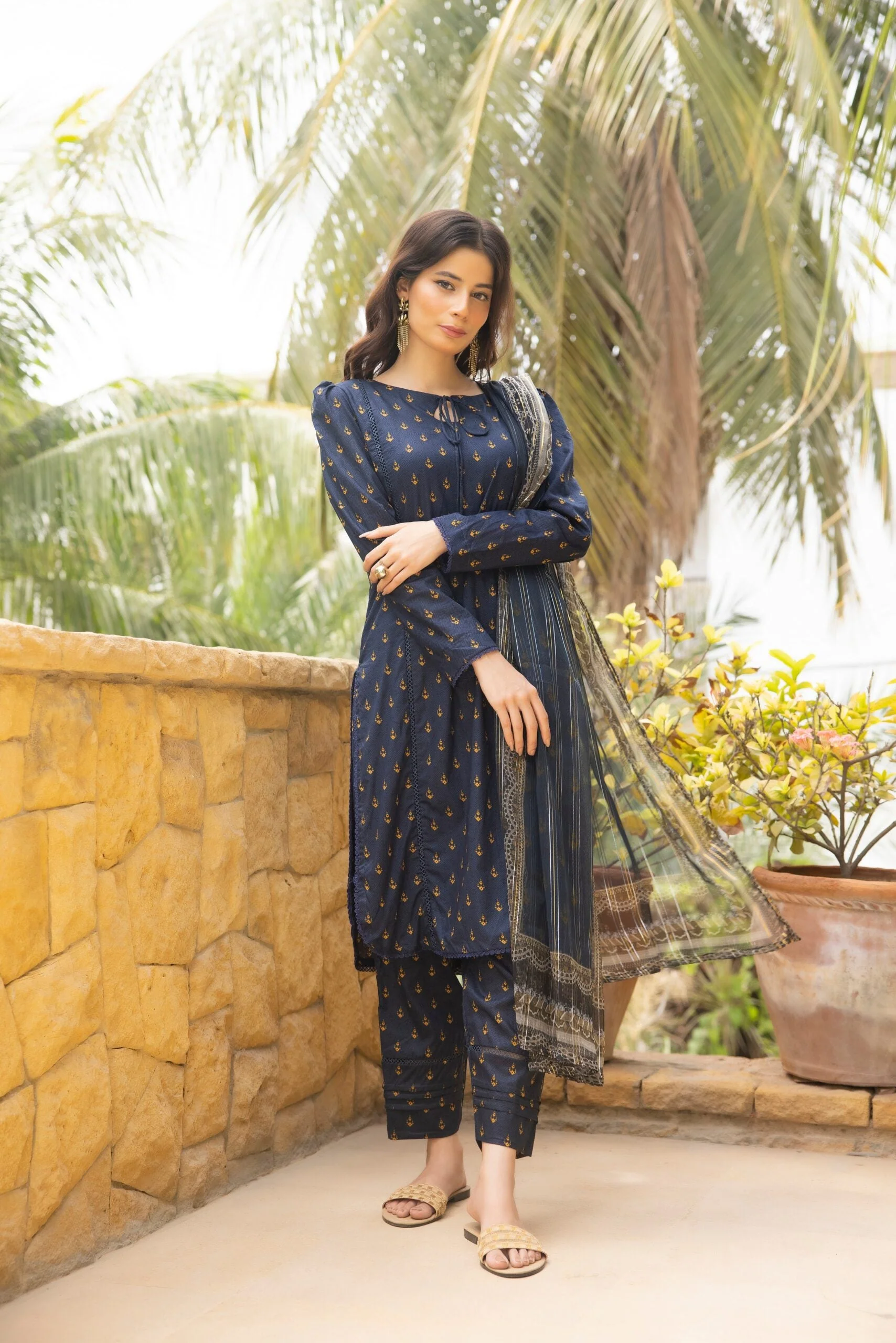 Orchid Printed Lawn Collection with Chiffon Zari Dupatta – OCZ-1 - Image 2