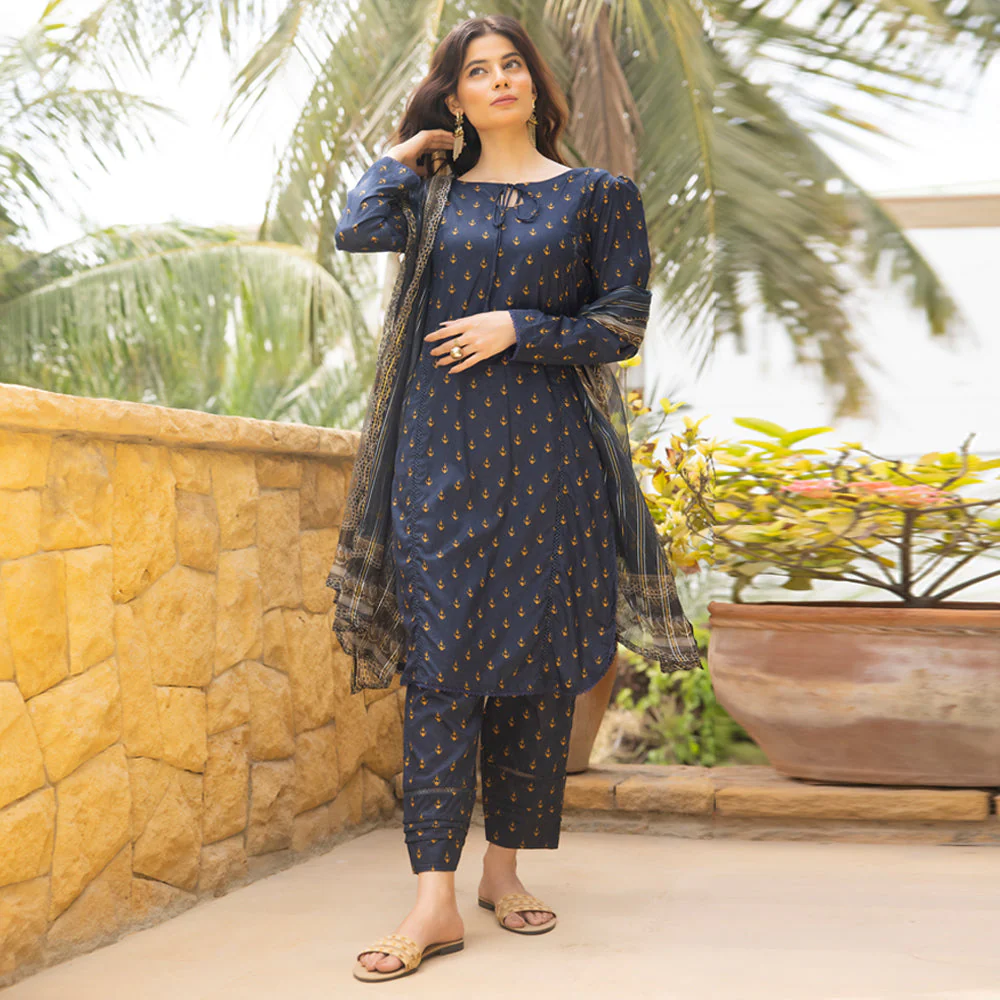 Orchid Printed Lawn Collection with Chiffon Zari Dupatta – OCZ-1 - Image 4