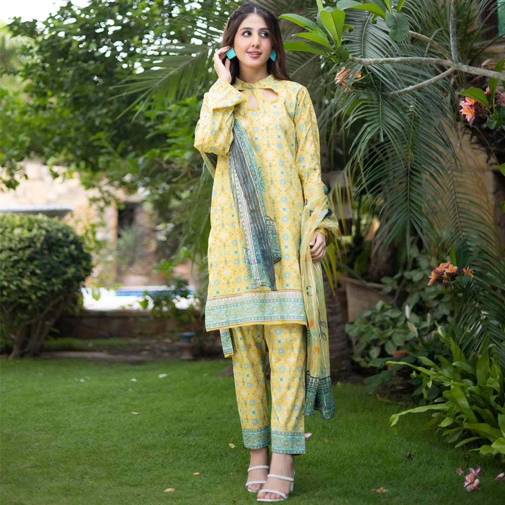 Orchid Printed Lawn Collection with Chiffon Zari Dupatta – OCZ-10 - Image 5