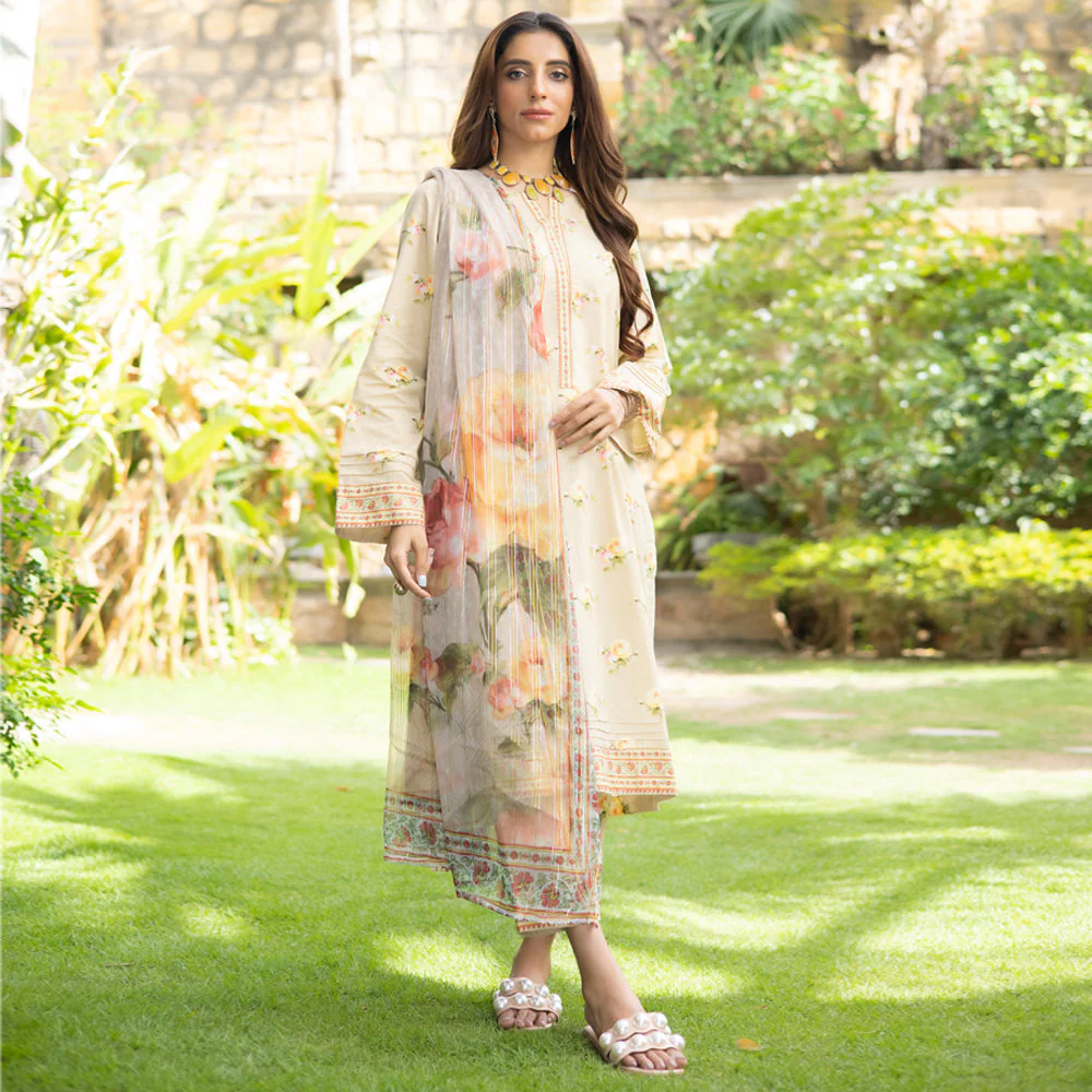 Orchid Printed Lawn Collection with Chiffon Zari Dupatta – OCZ-8 - Image 5