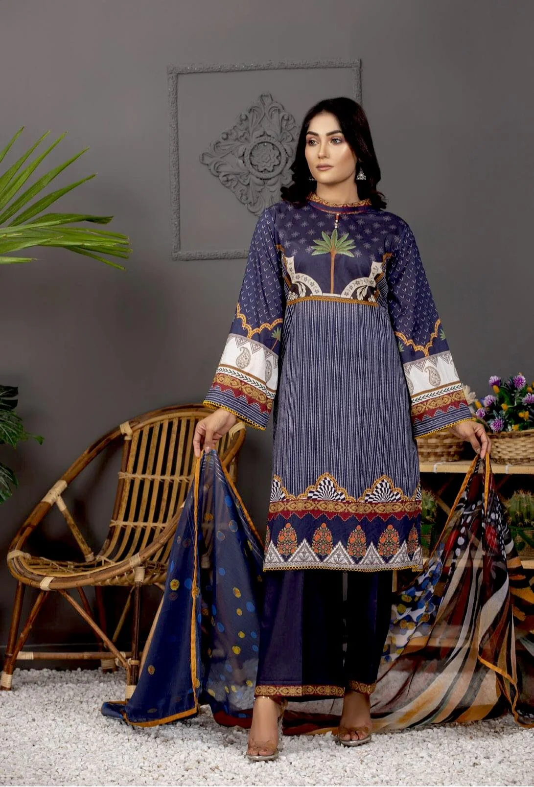 Orchid Printed Lawn Collection with Silk Dupatta Vol-5 – D05 - Image 2