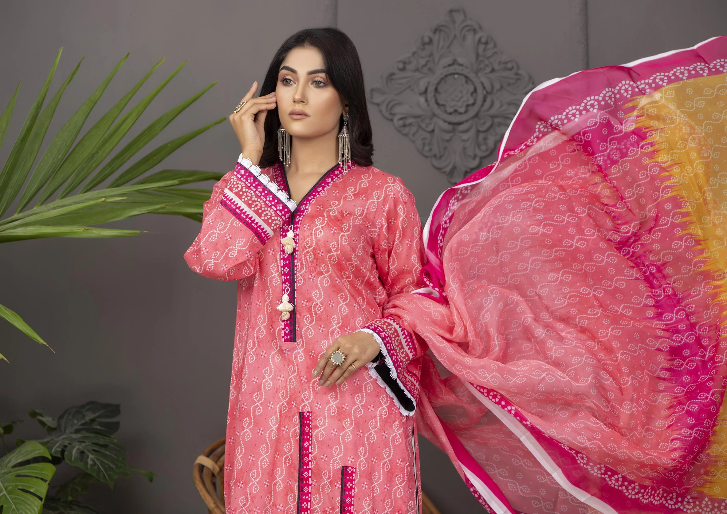 Orchid Printed Lawn Collection with Silk Dupatta Vol-5 – D06 - Image 3