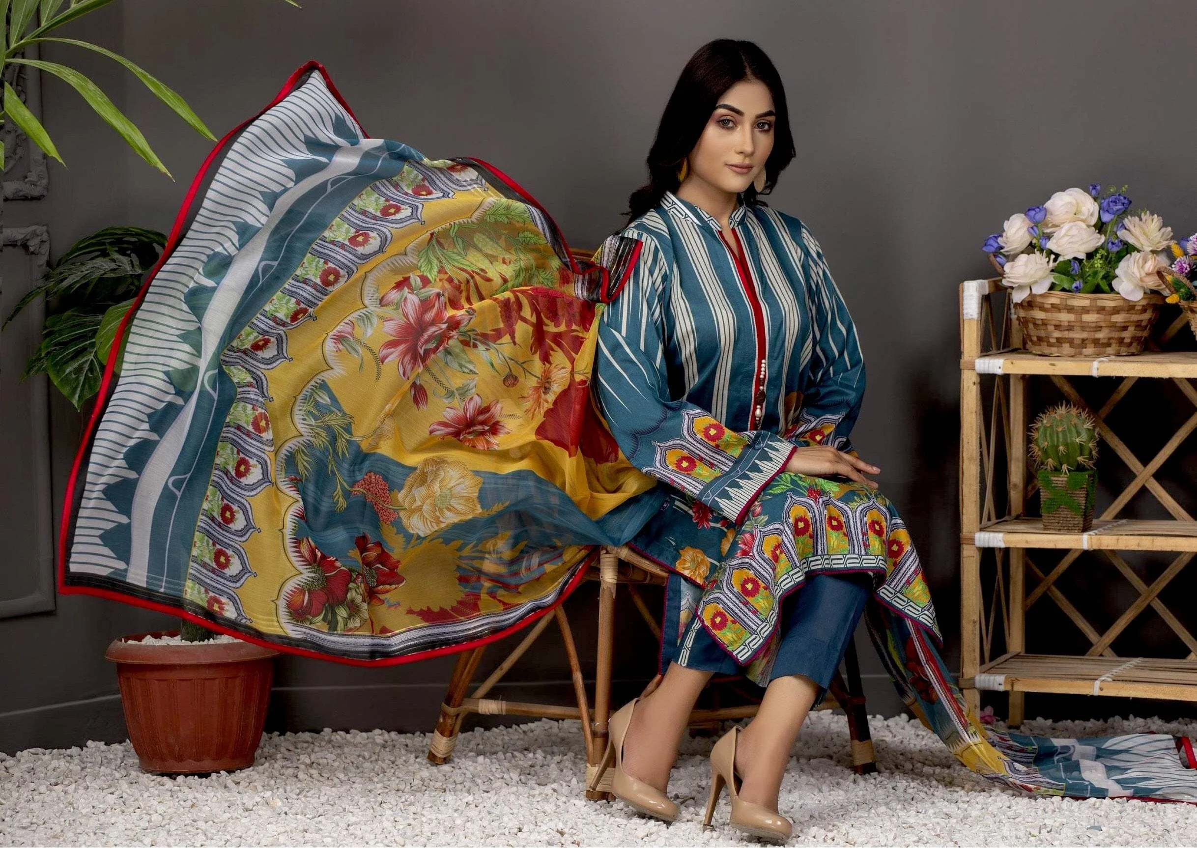 Orchid Printed Lawn Collection with Silk Dupatta Vol-5 – D10 - Image 3