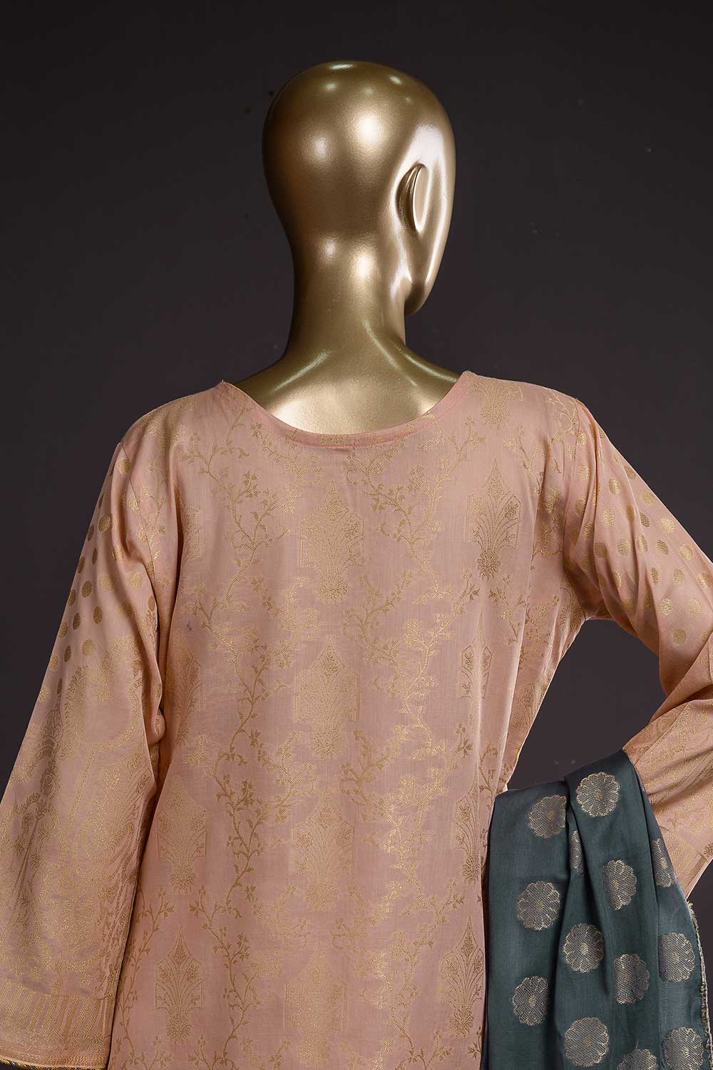 Peach by Rivaaj โ Jacquard Banarsi Lawn Dress โ BD-03 Golden Era - Image 5