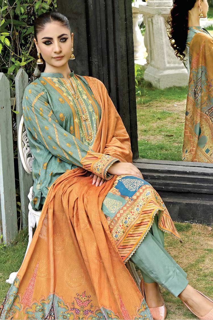 Qalamkar Aangan Prints Lawn Collection – AN 08 - Image 2
