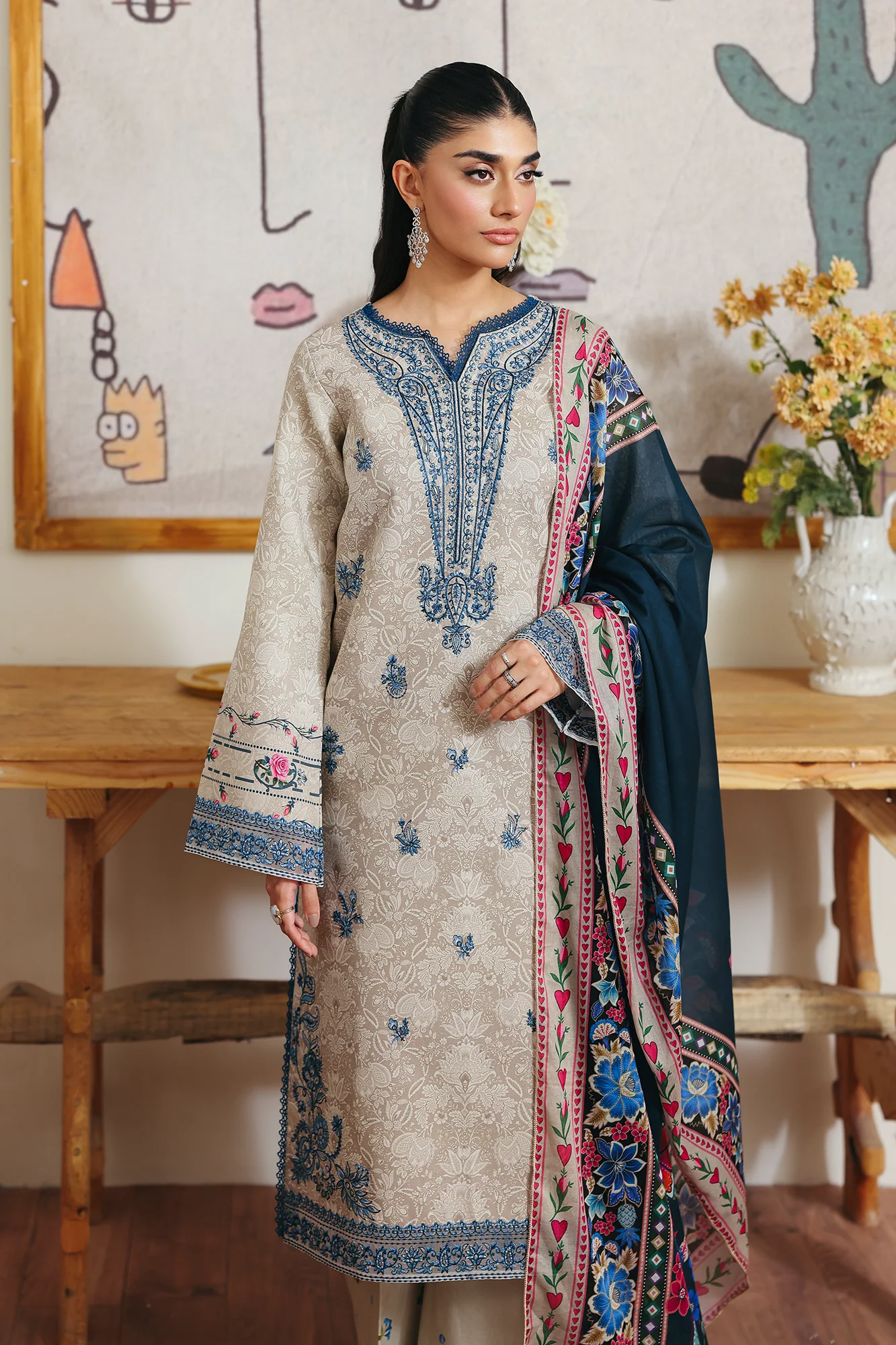 RajBari Nissa Floral Symphony Lawn – N-09 - Image 4