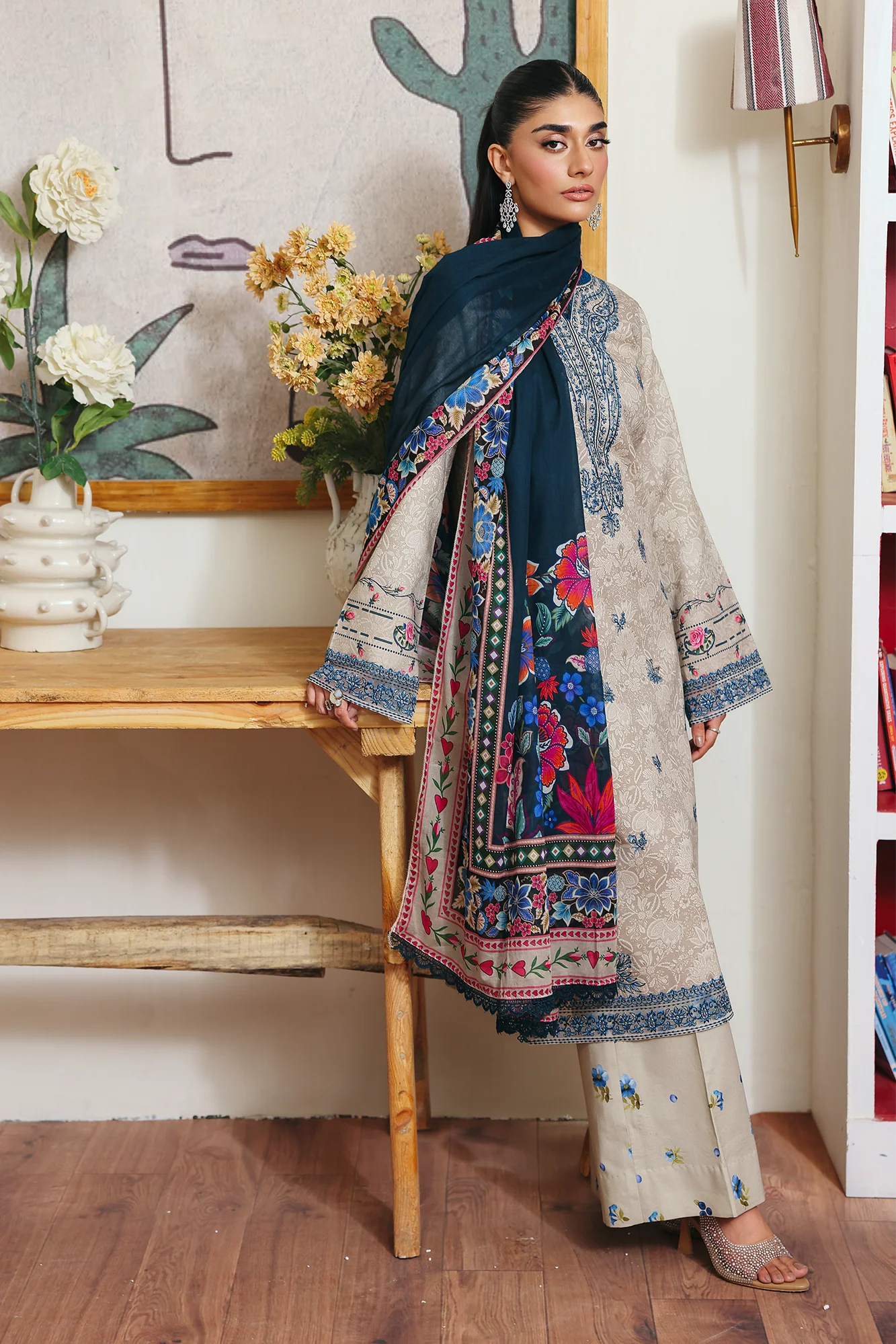 RajBari Nissa Floral Symphony Lawn – N-09 - Image 5