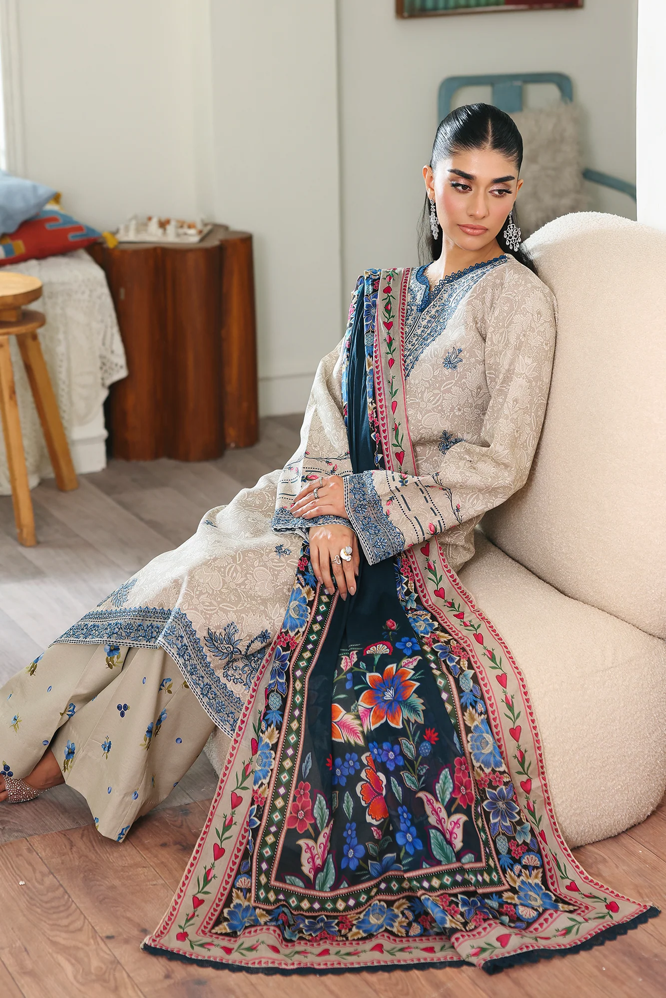 RajBari Nissa Floral Symphony Lawn – N-09 - Image 8