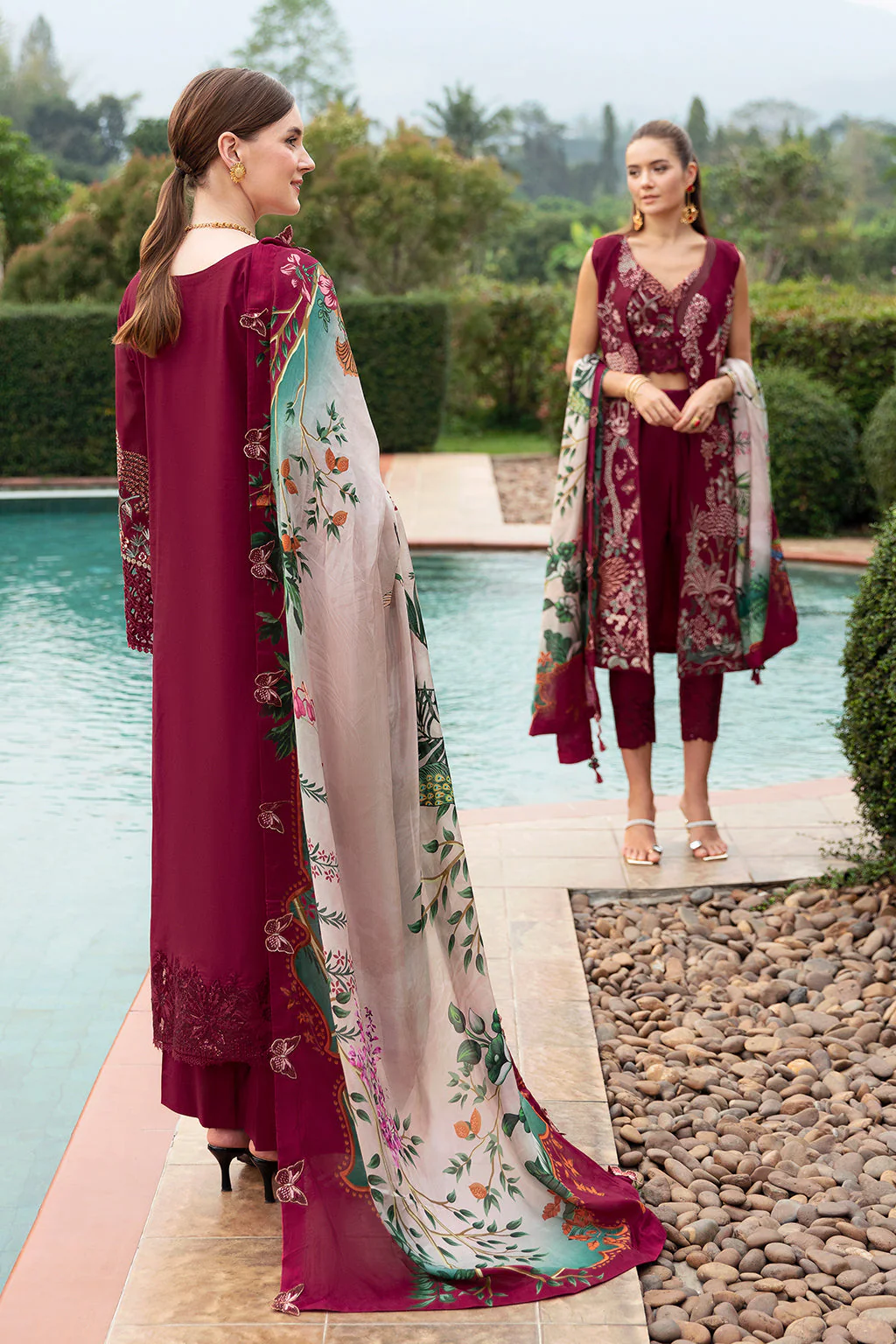 Ramsha Andaaz Luxury Lawn – Crimson glow-Z-802 - Image 2
