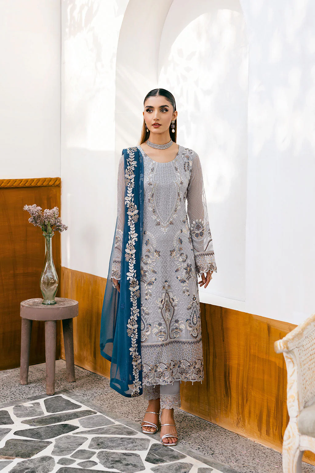 Ramsha Chevron Chiffon Formals – A-1001 - Image 2
