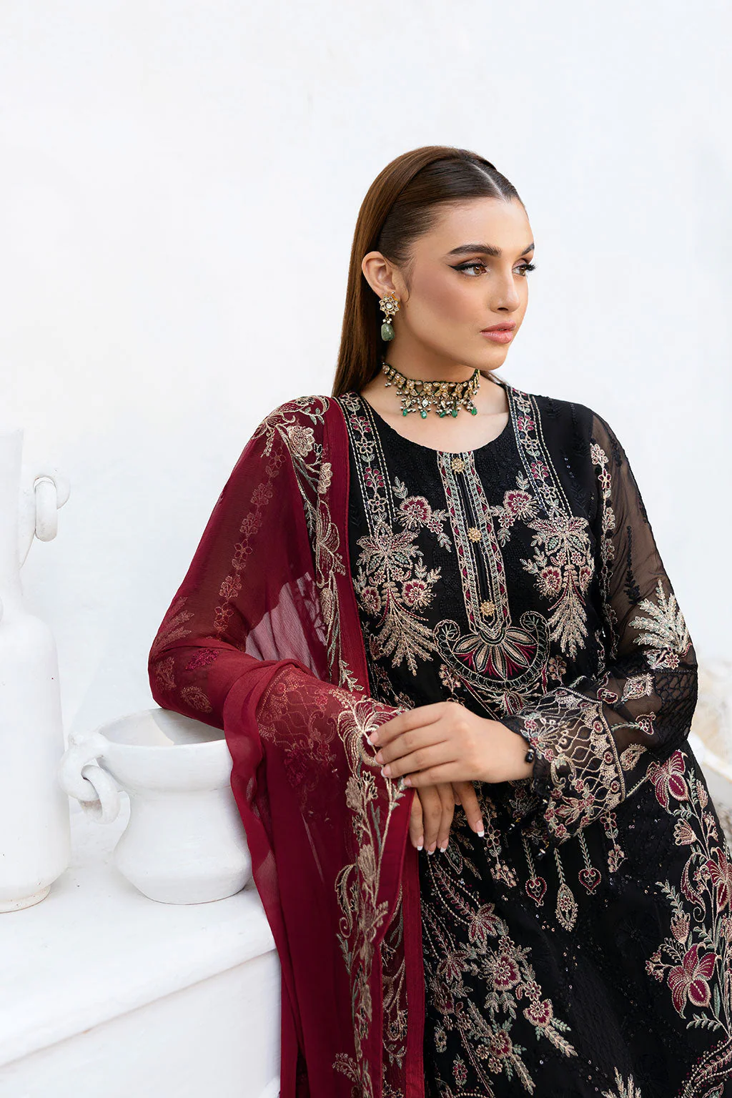 Ramsha Chevron Chiffon Formals – A-1008 - Image 3