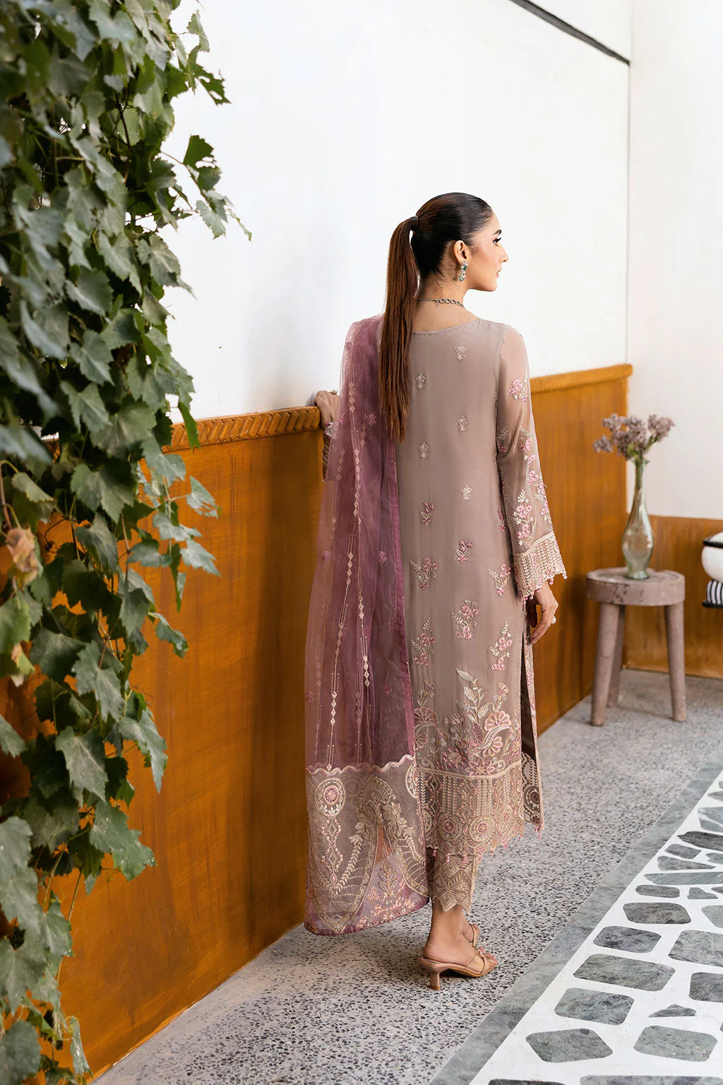 Ramsha Chevron Chiffon Formals – A-1009 - Image 3