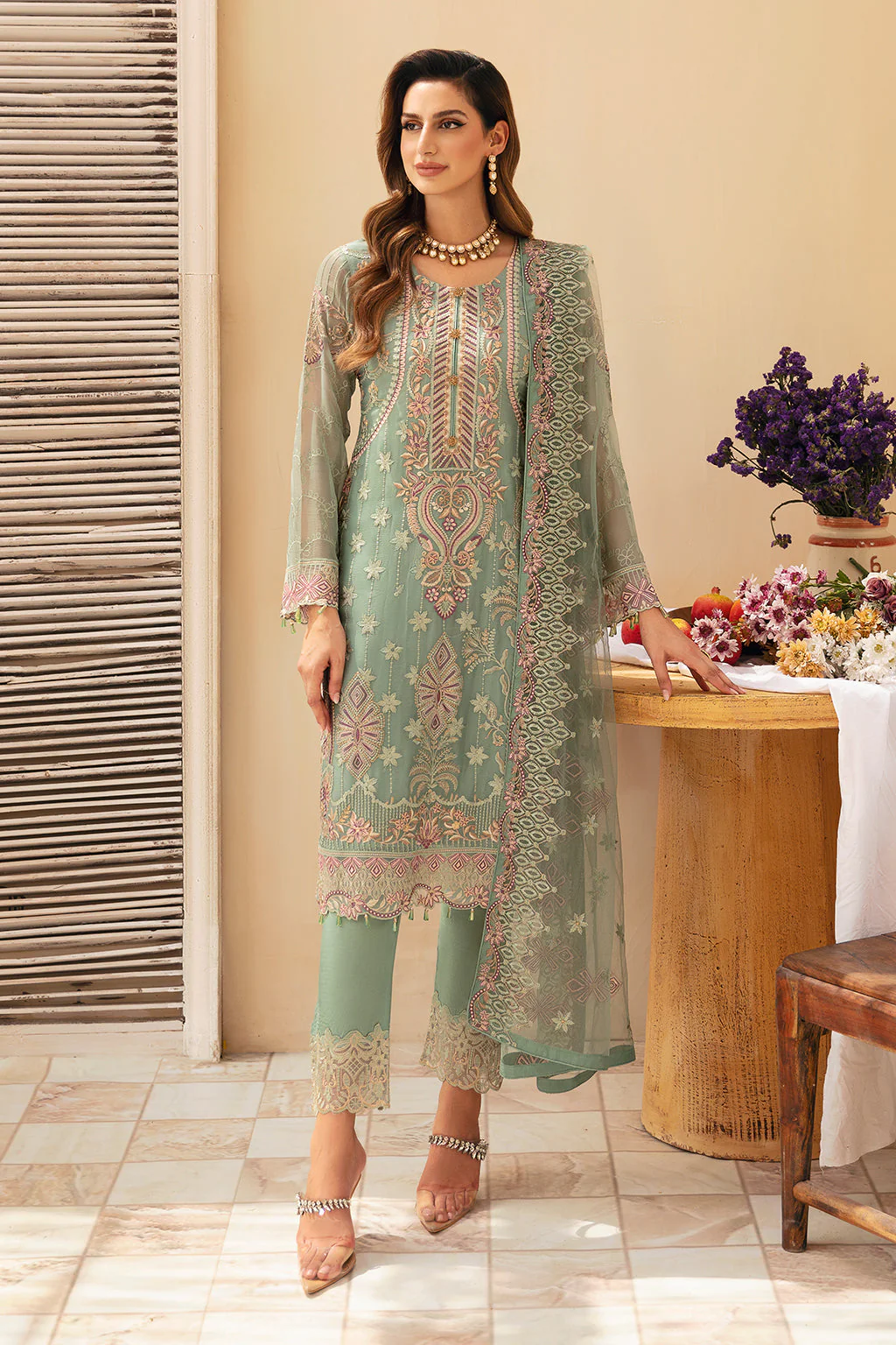 Ramsha Chevron Chiffon Formals – A-901