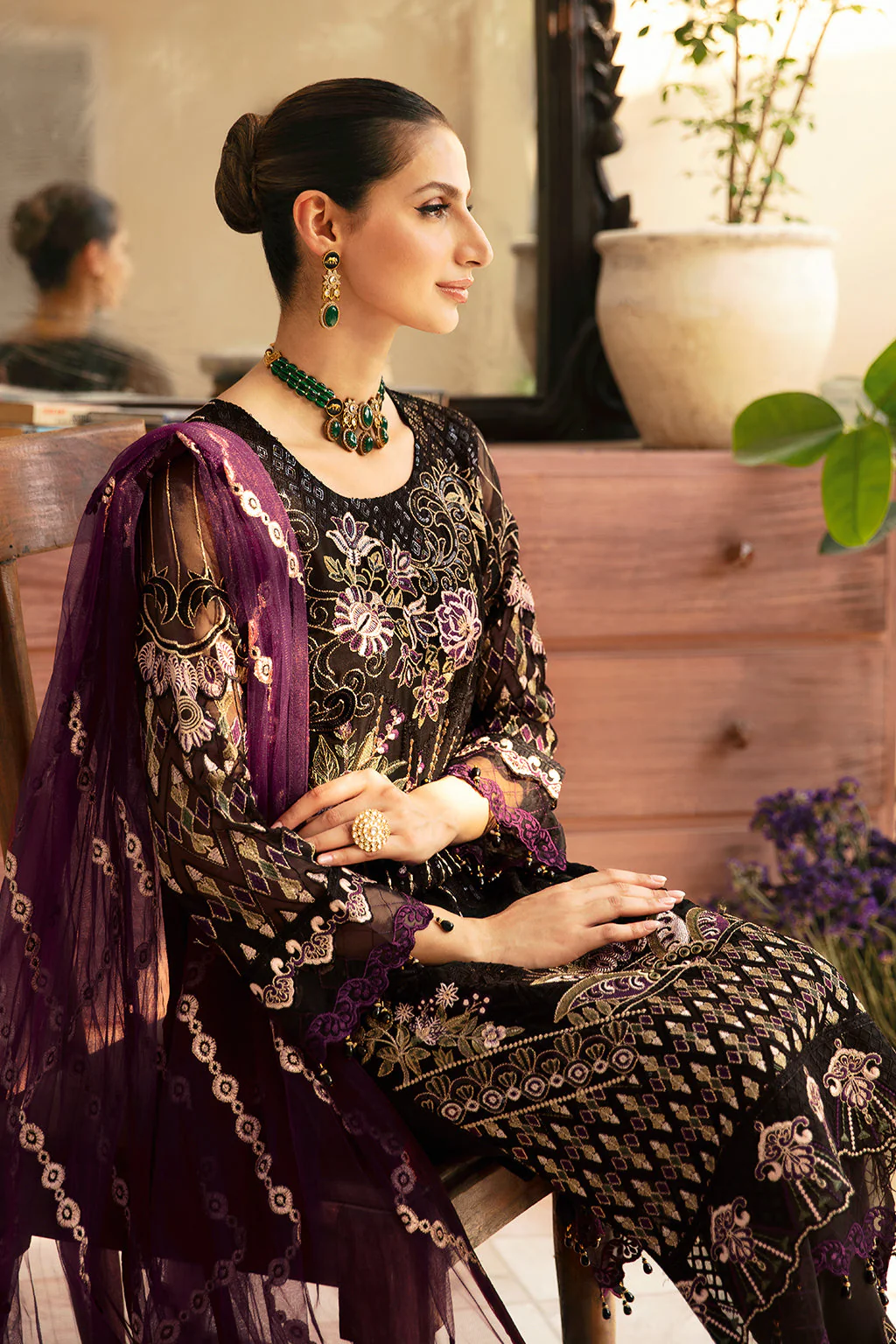 Ramsha Chevron Chiffon Formals – A-905 - Image 6