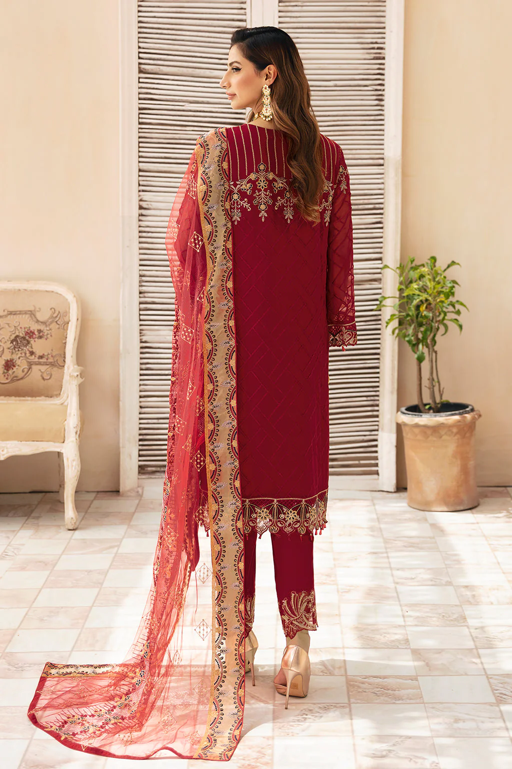 Ramsha Chevron Chiffon Formals – A-907 - Image 2