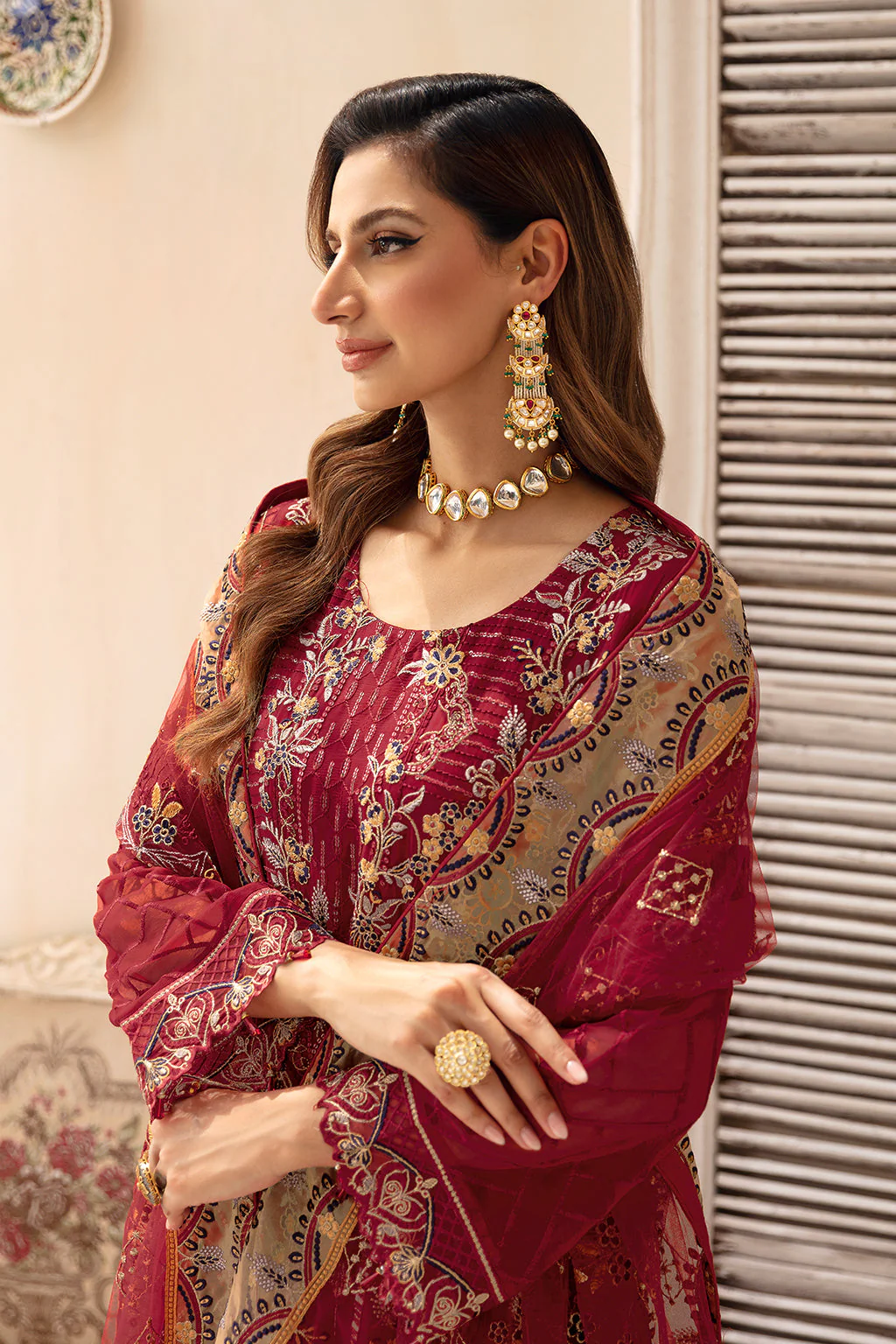 Ramsha Chevron Chiffon Formals – A-907 - Image 3