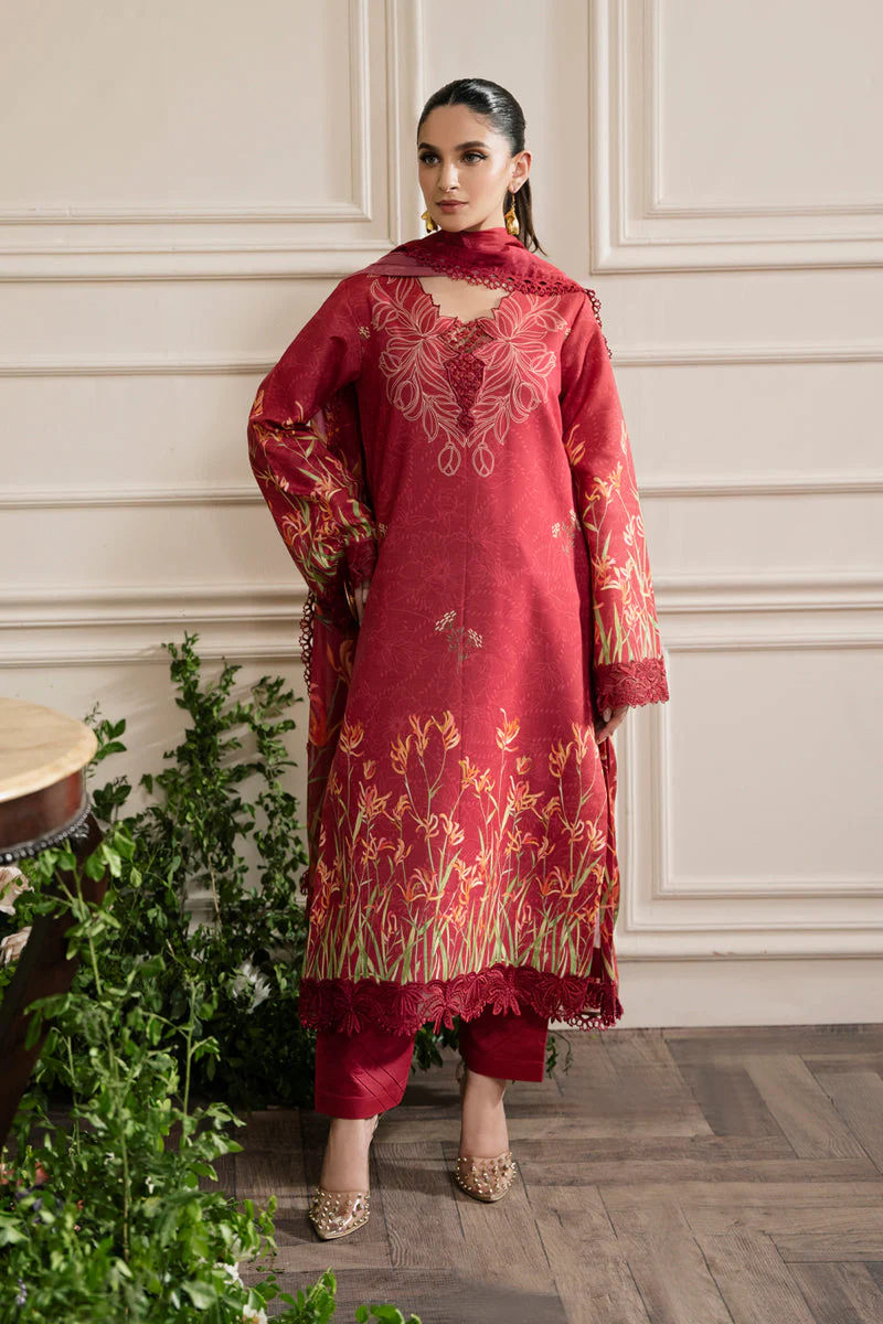 Rang Rasiya Lifestyle Embroidered Lawn Edit – Crimson - Image 4