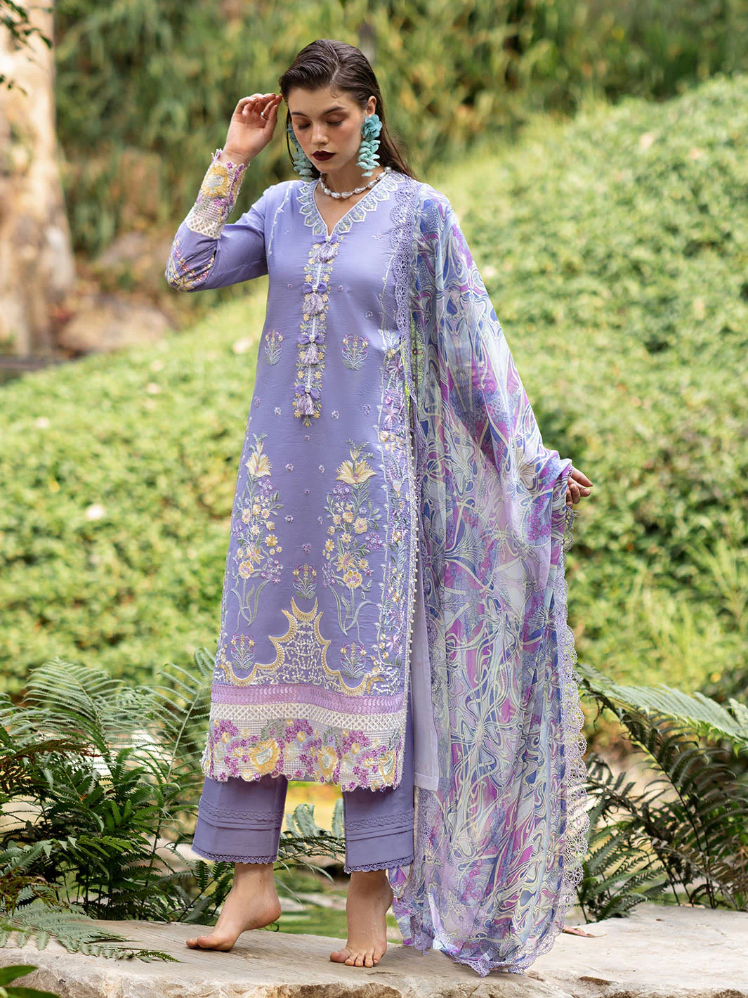 Roheenaz Dahlia Embroidered Lawn Collection – Aster - Image 4