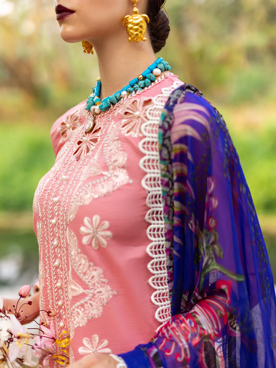 Roheenaz Dahlia Embroidered Lawn Collection – Orchid - Image 7