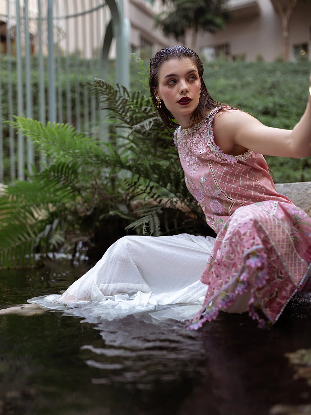 Roheenaz Dahlia Embroidered Lawn Collection – Peony - Image 2
