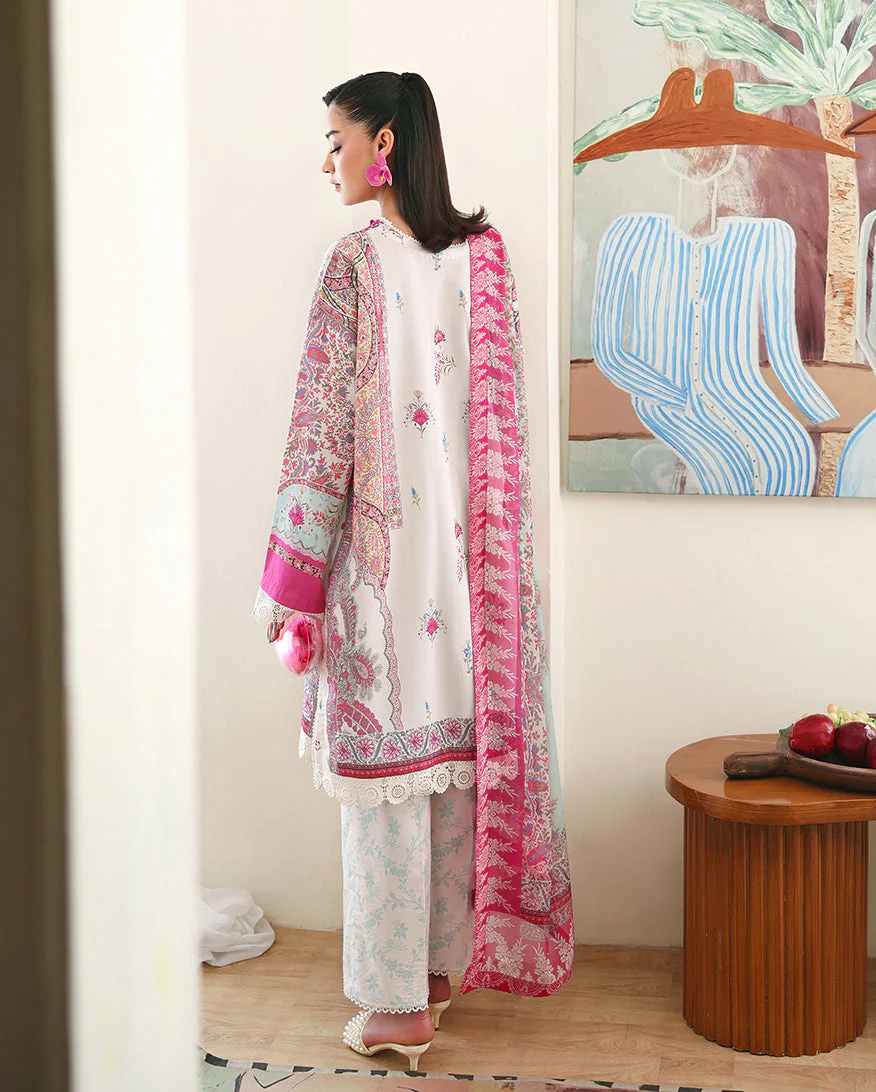 Roheenaz Eclat Garden Printed Lawn – Coral Hibiscus - Image 3