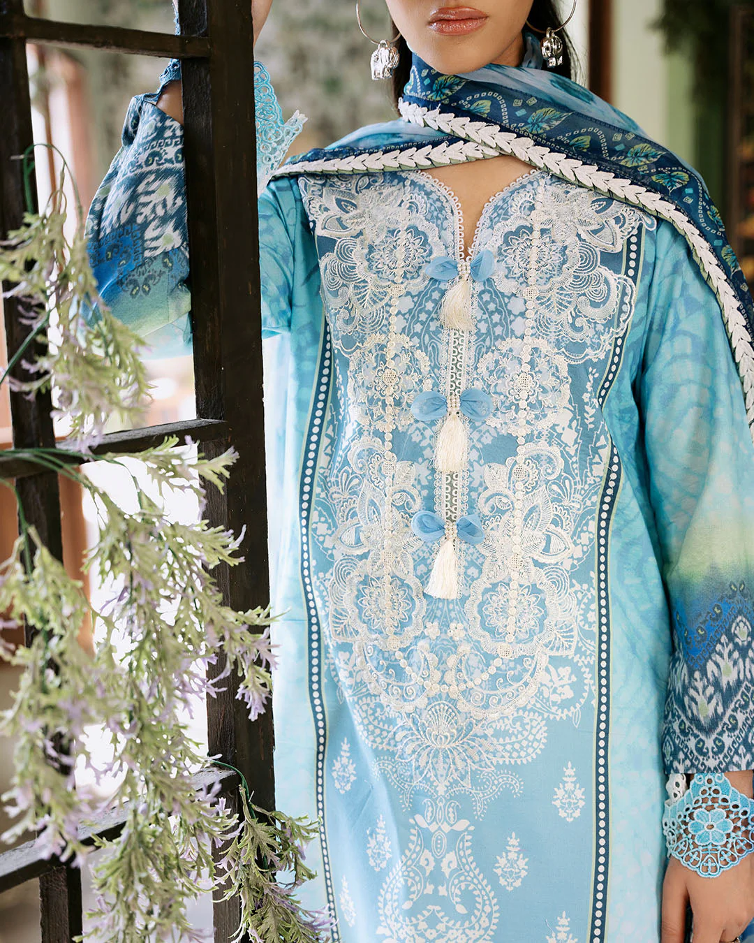 Roheenaz Flora Printed Lawn – Azure - Image 5