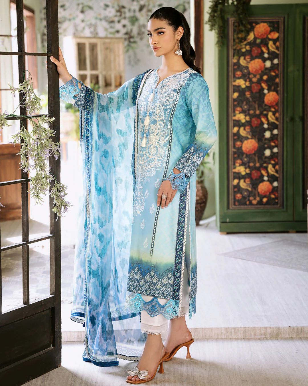 Roheenaz Flora Printed Lawn – Azure - Image 7
