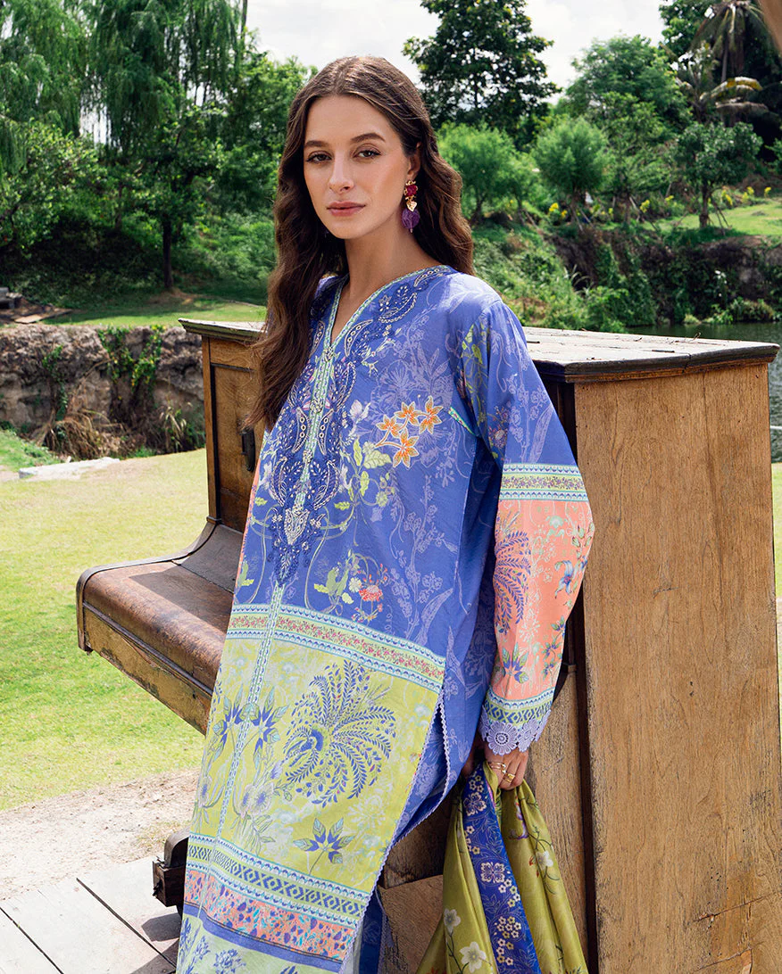 Roheenaz Garden Veal Printed Lawn – Inky Bloom - Image 4