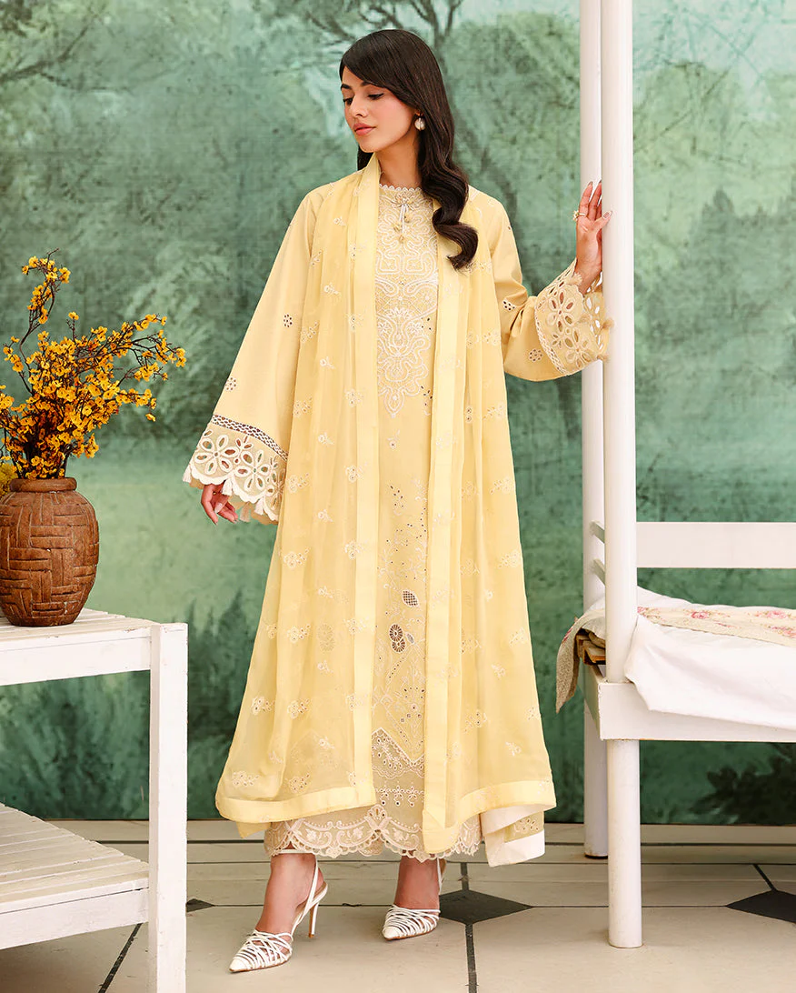 Roheenaz Veil of Summer Chikankari Lawn Edit – Lumiere Yellow - Image 2
