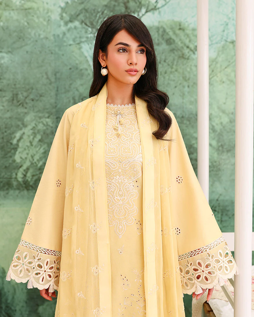 Roheenaz Veil of Summer Chikankari Lawn Edit – Lumiere Yellow - Image 3