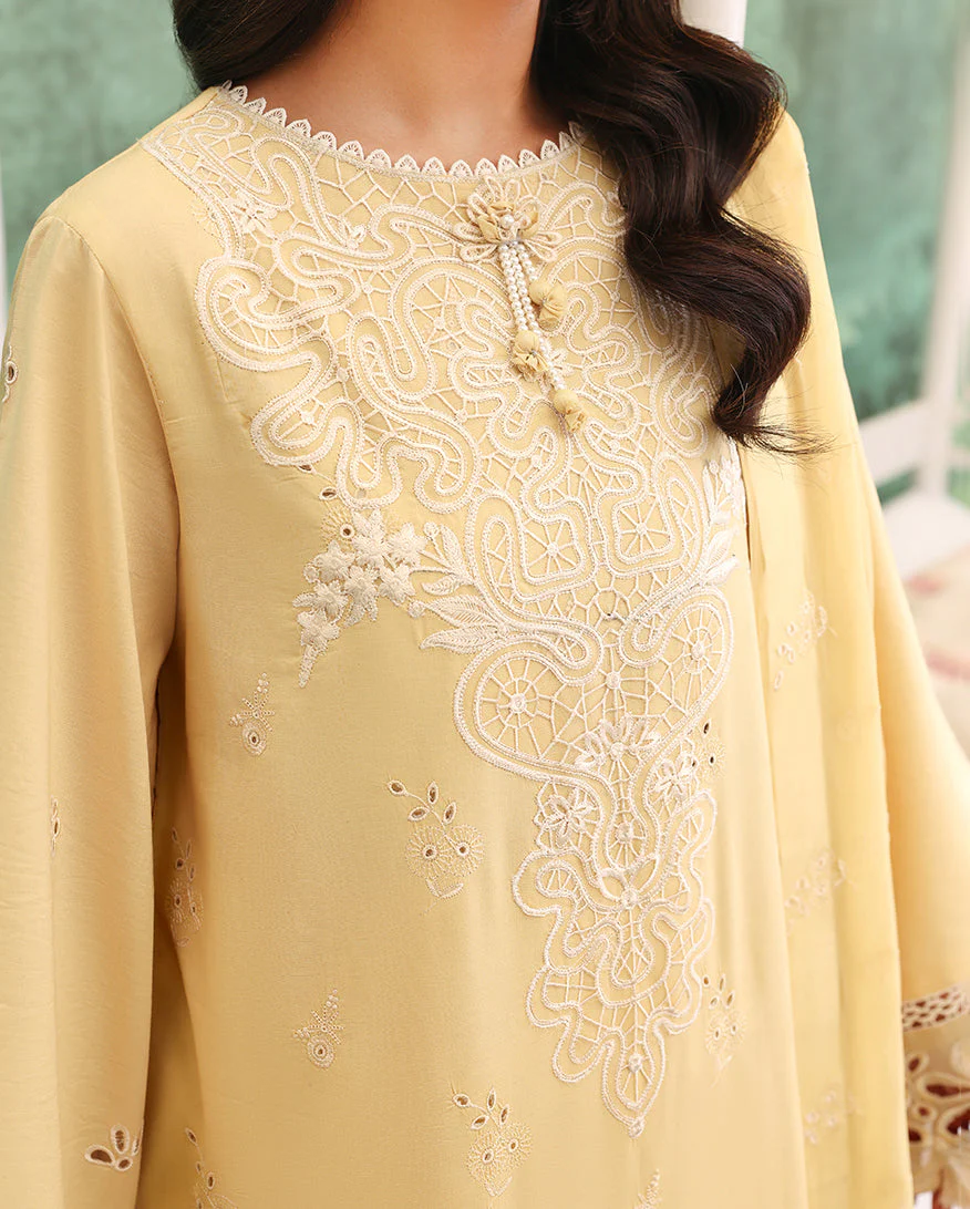 Roheenaz Veil of Summer Chikankari Lawn Edit – Lumiere Yellow - Image 4