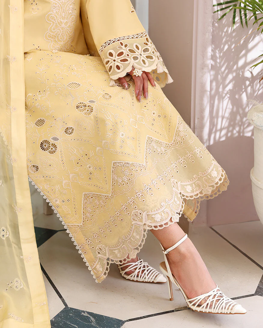 Roheenaz Veil of Summer Chikankari Lawn Edit – Lumiere Yellow - Image 5