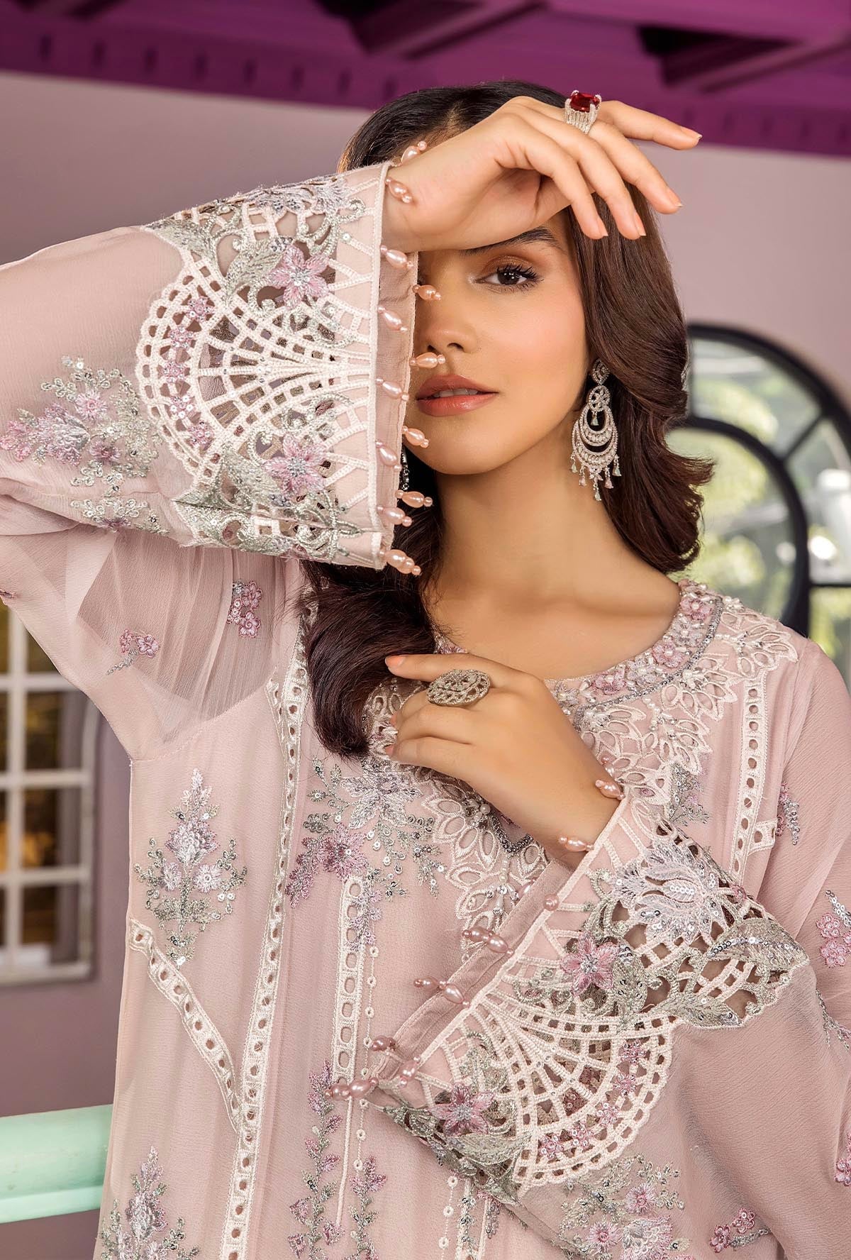 Ronak-e-Mehfil Embroidered Chiffon Semi-Stitched Formals – 11 - Image 3