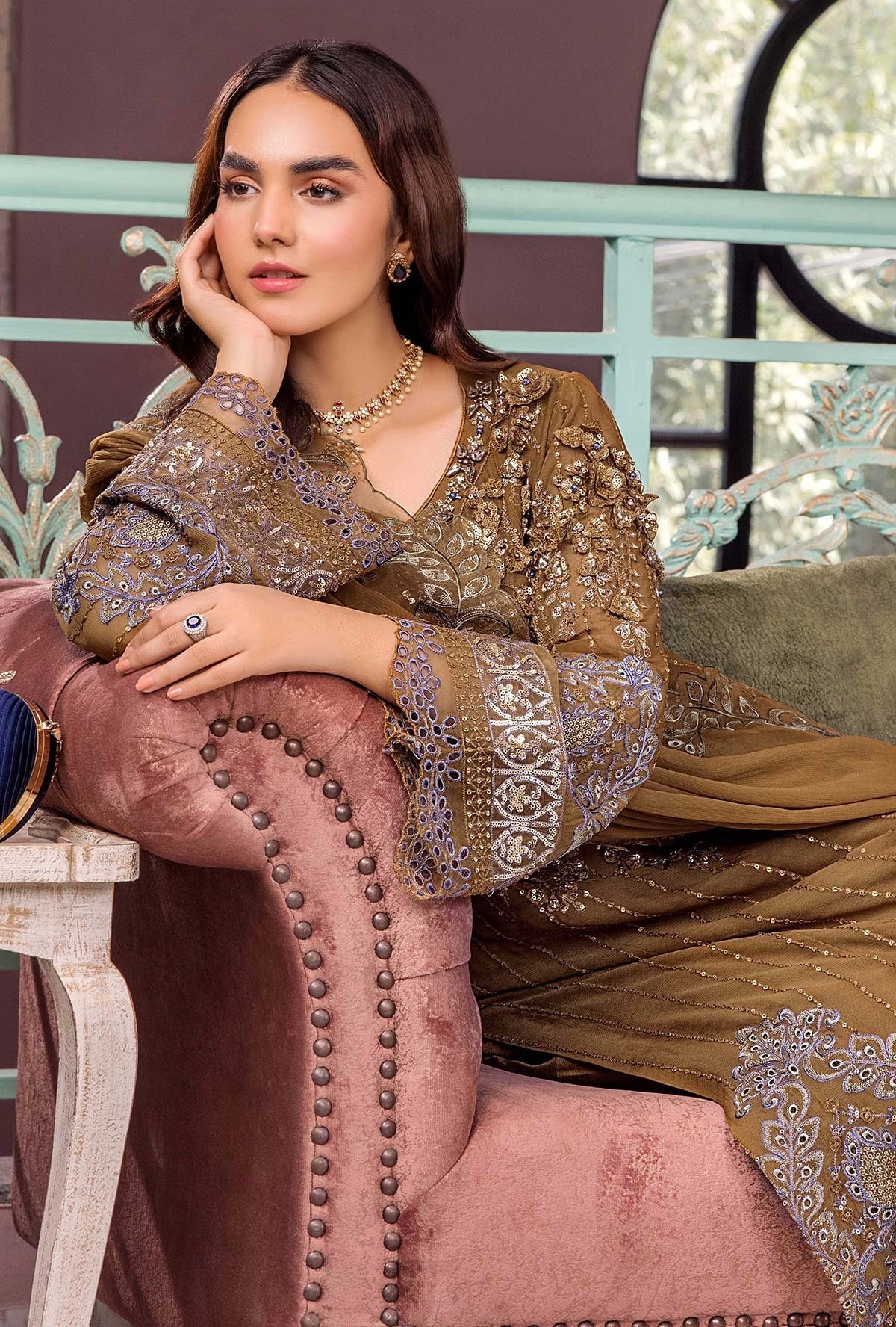 Ronak-e-Mehfil Embroidered Chiffon Semi-Stitched Formals – 16 - Image 2